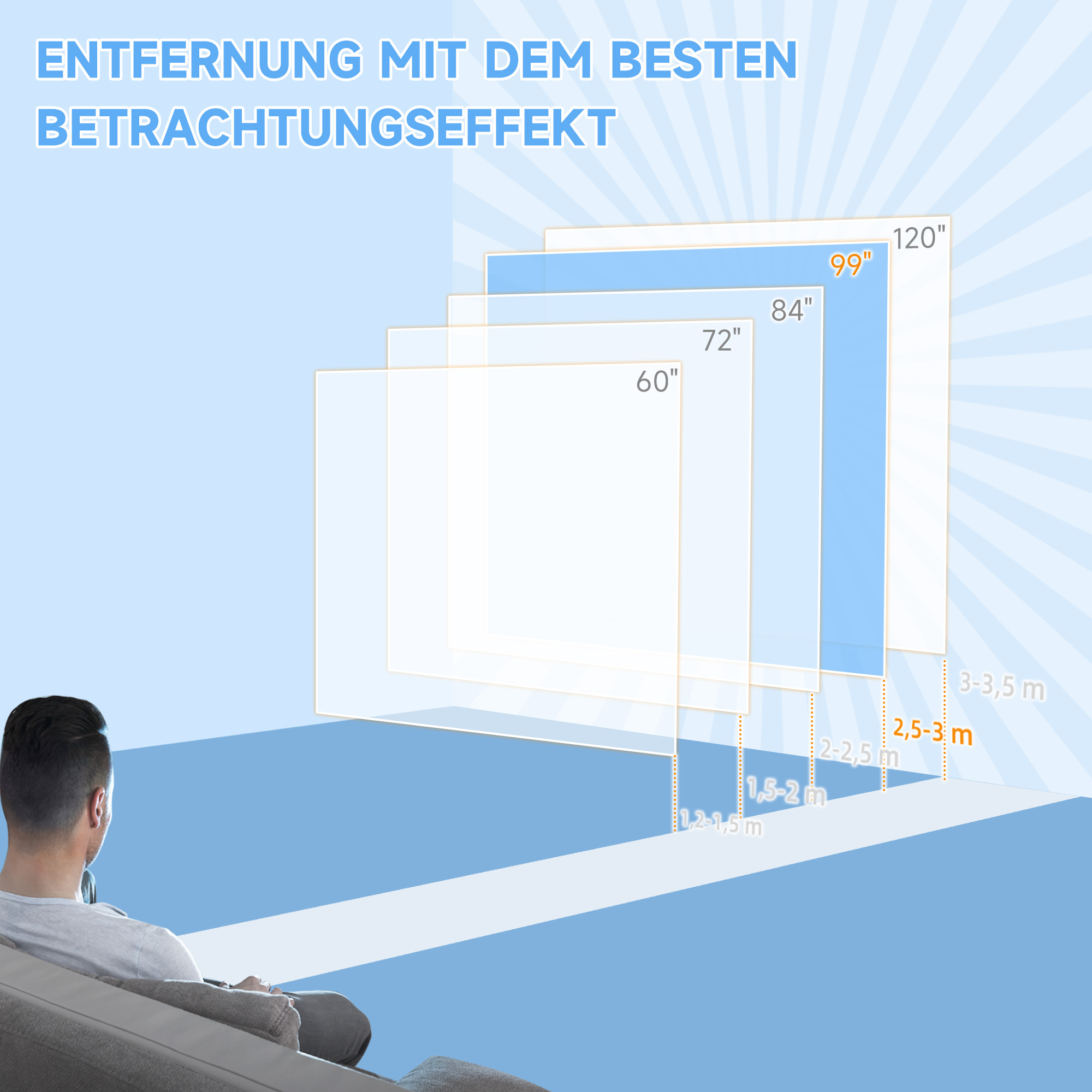 Beamer Leinwand 178 x 178 cm 99 Zoll 1:1 HD 4K Projektionsleinwand für Heimkino Büro-Präsentationen