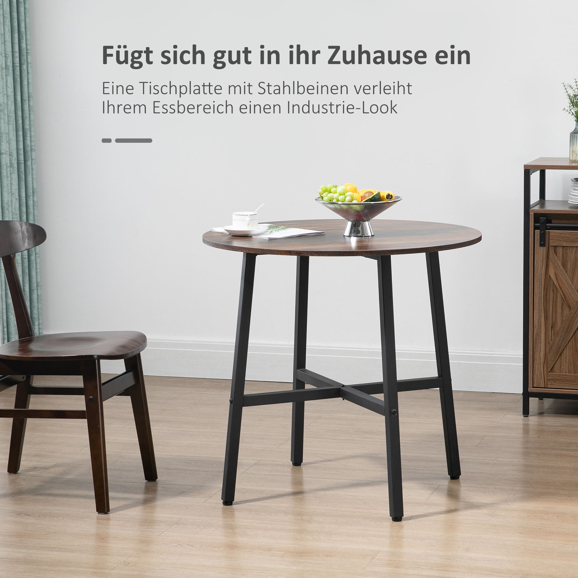 Esstisch Küchentisch, großer Tisch, Industriedesign, Rustikales Design, ?80 x 76 cm, Braun