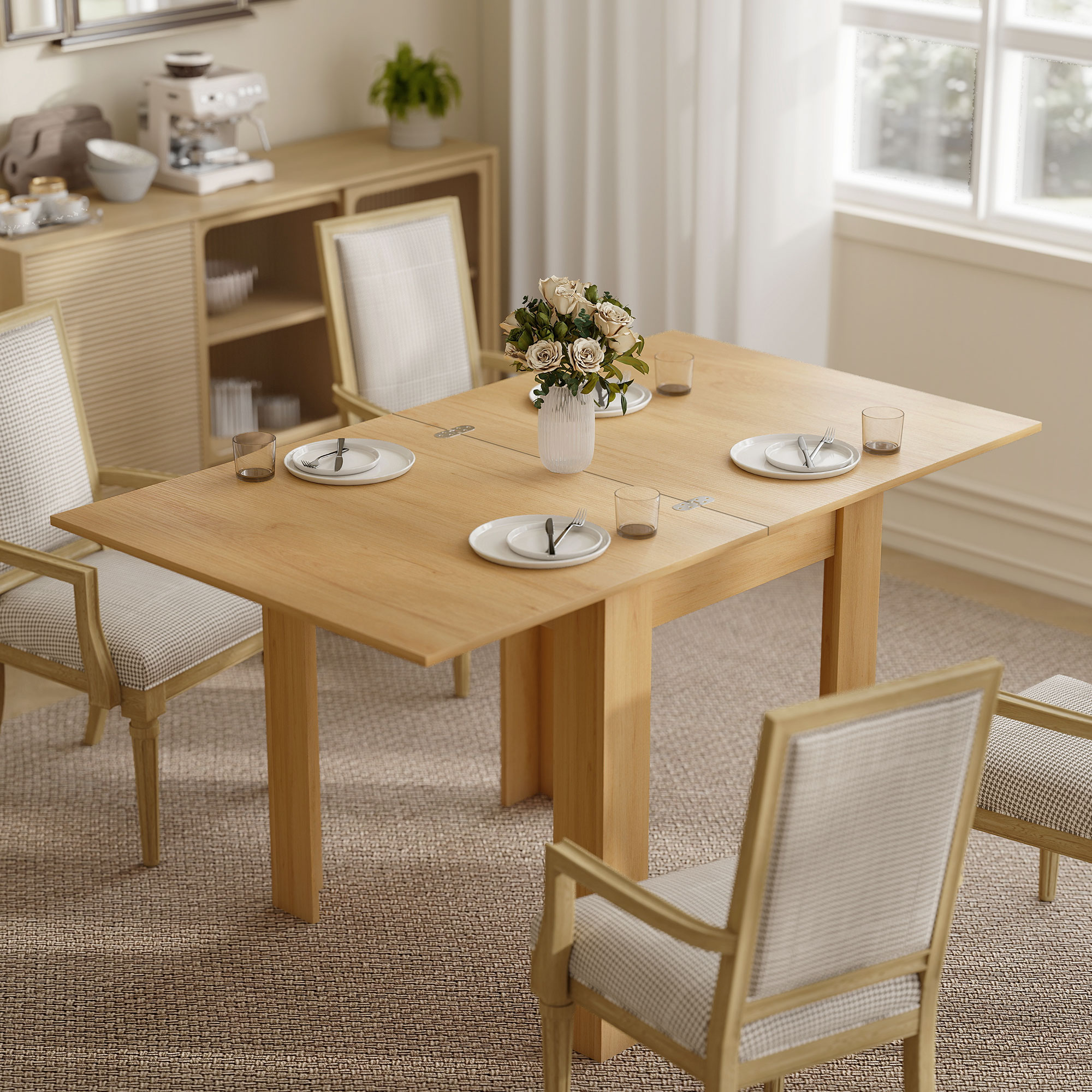 Esstisch Ausziehbar 70/140 x 80 cm Moderner Esszimmertisch für 4–6 Personen Platzsparend für Küche Esszimmer