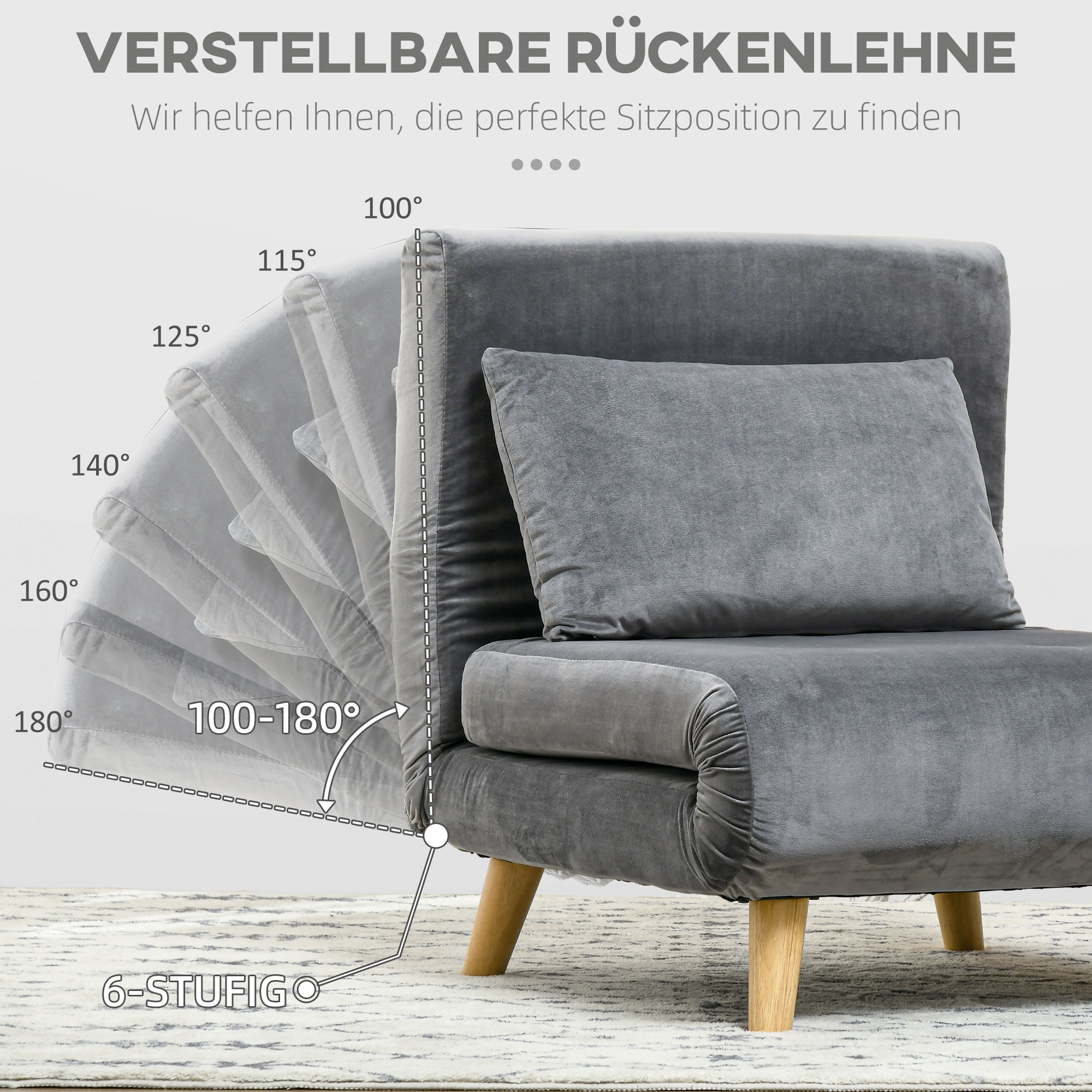 2-in-1 Sessel, Relaxsessel, Gästebett, 72 cm x 78 cm x 79 cm, Grau