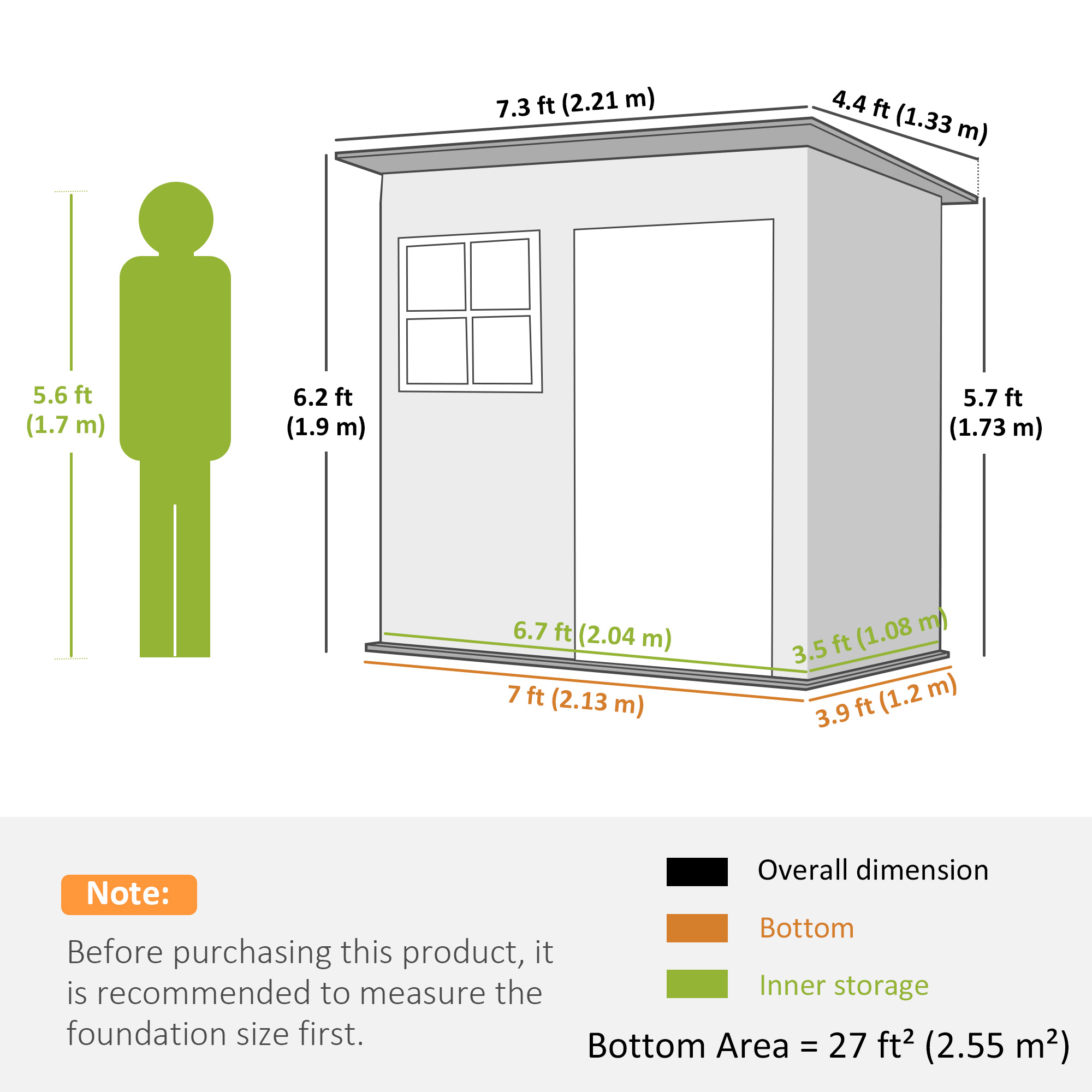 Gartenschuppen, Gartenhaus mit Fenster, verschließbare Tür, für Garten, Terrasse, Stahl, 221L x 133B x 190H cm, Grau