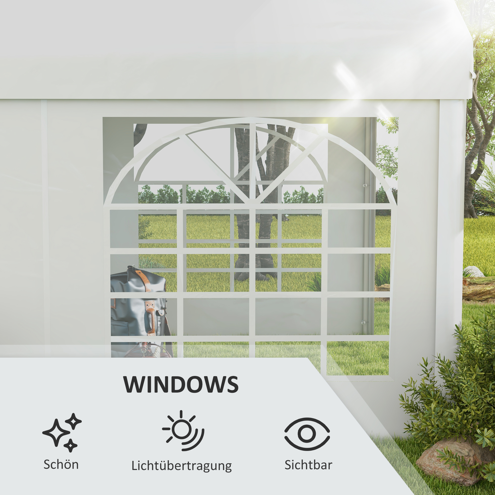 Ersatzwand für Bierzelt oder Pavillon, wasserdicht, einfache Montage, 6 x 2 m, Weiß