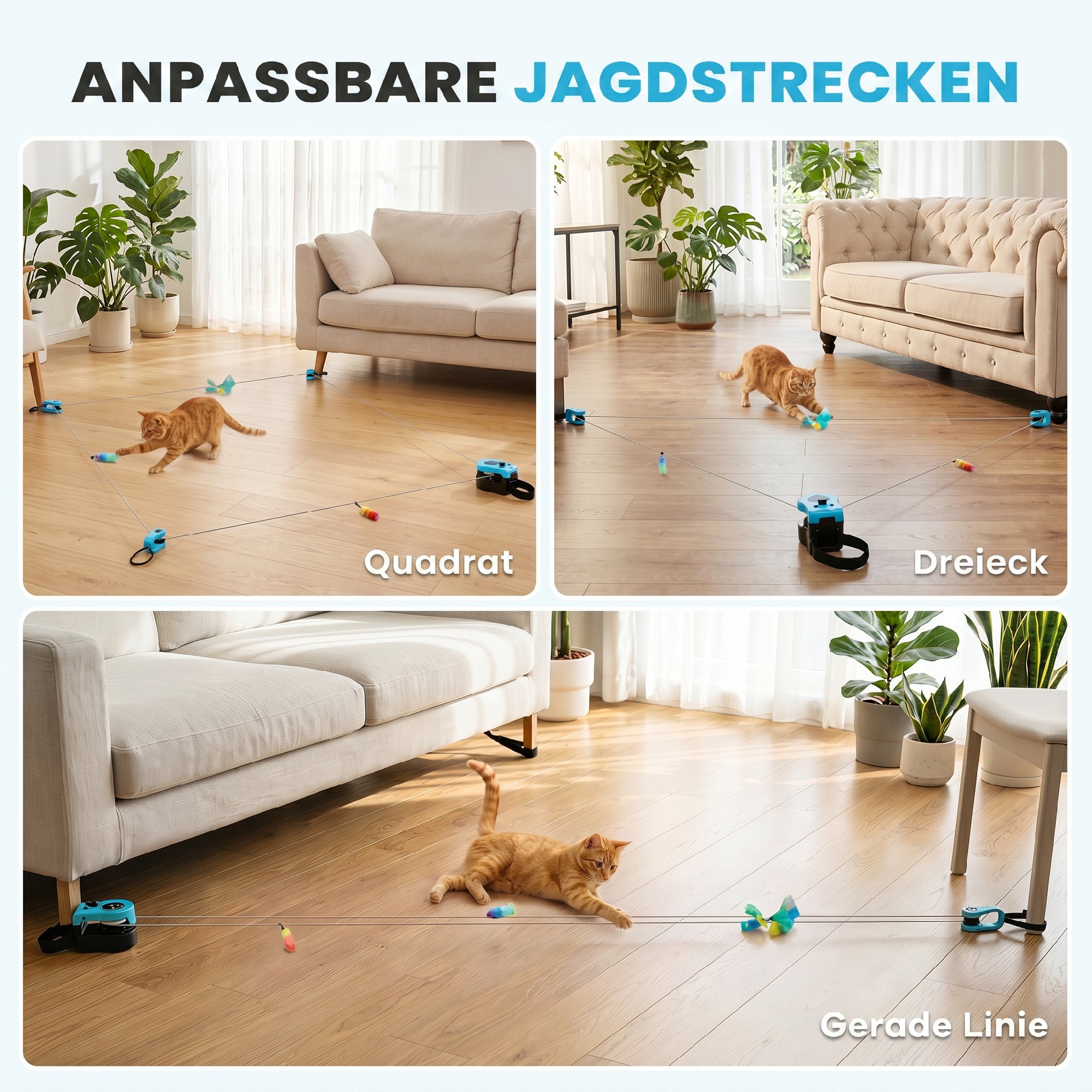 Katzenspielzeug mit einstellbare Geschwindigkeit anpassbaren Laufwegen Schwarz