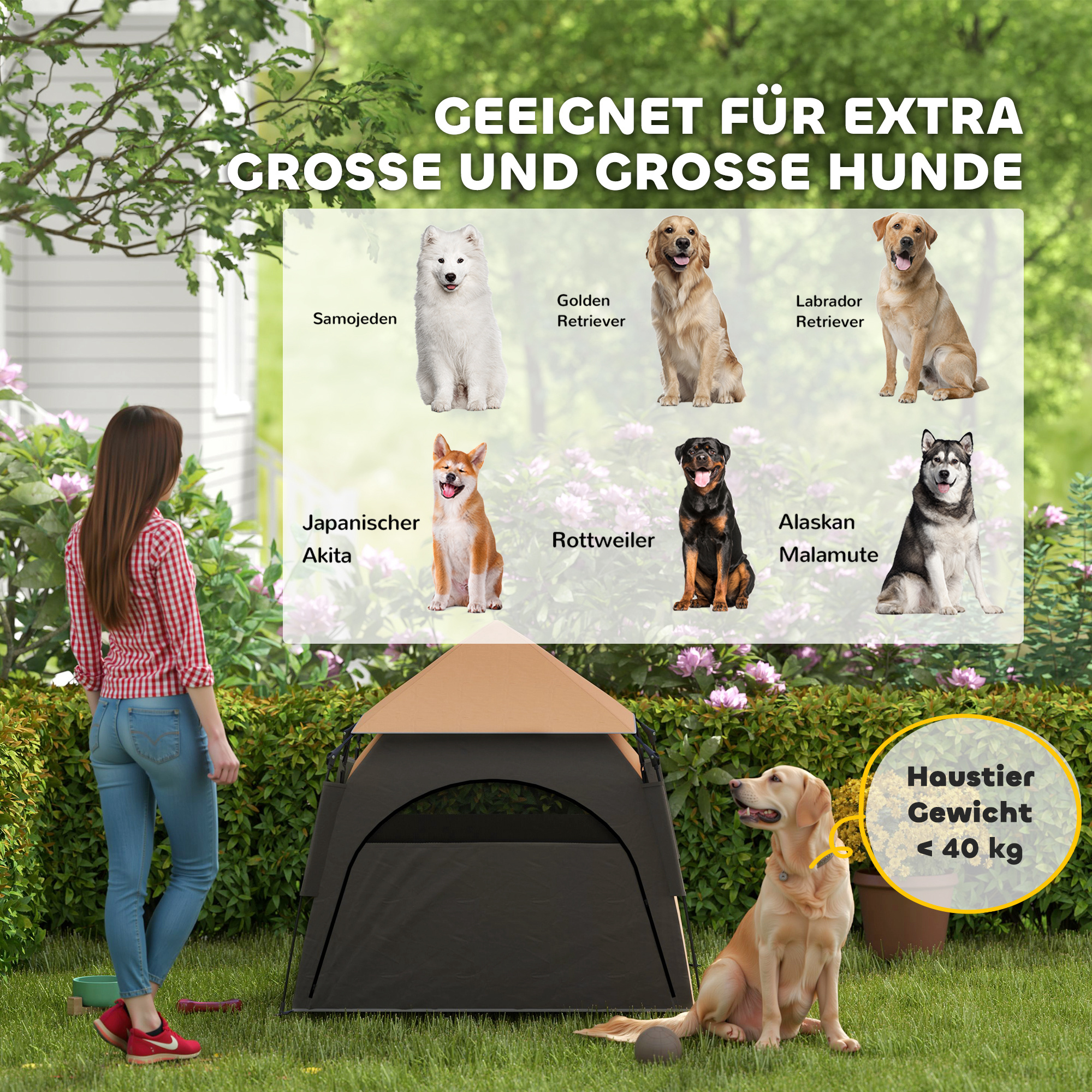 Haustierzelt, Hundezelt, klappbar, wetterbeständig, Hundehütte, für große Hunde, Dunkelbraun