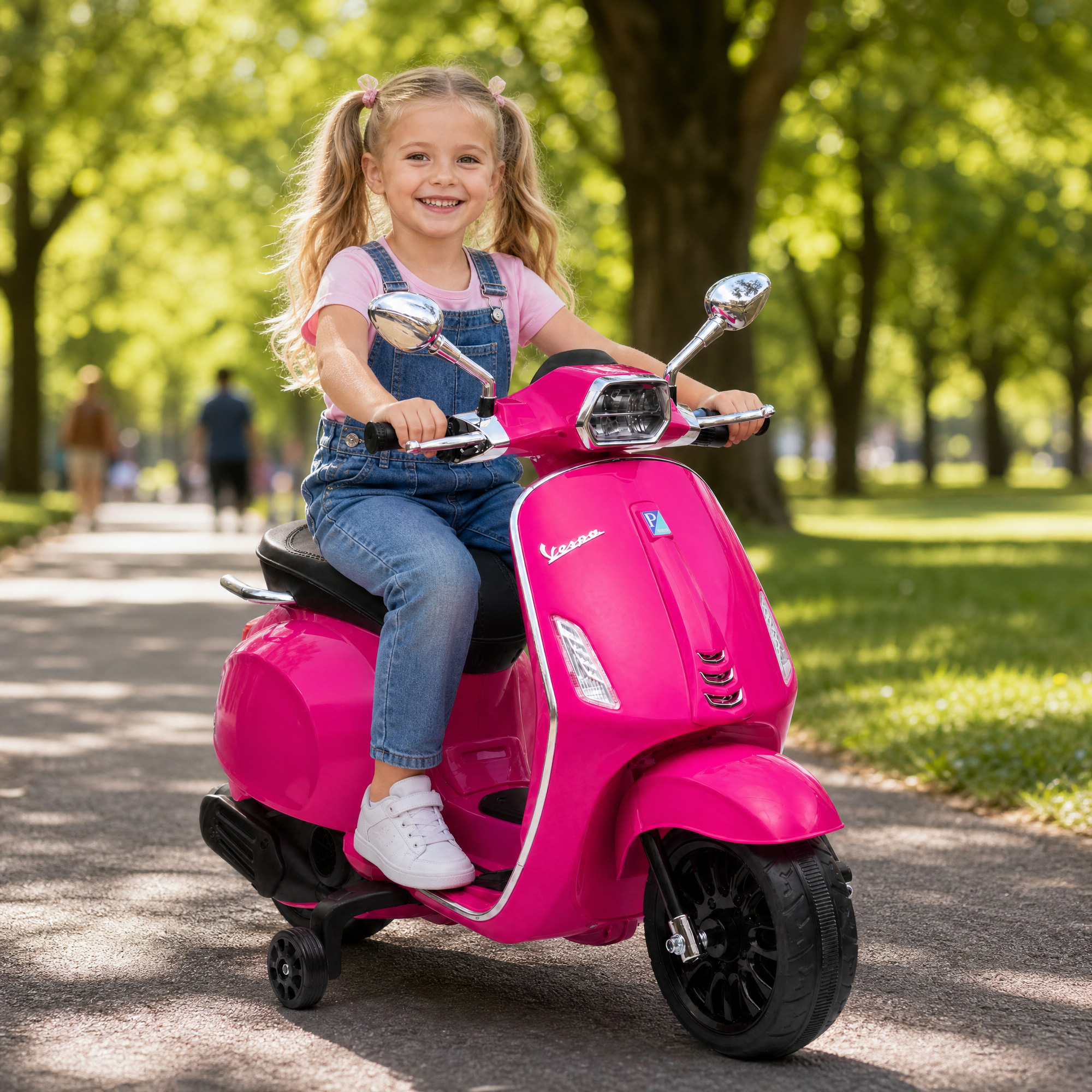 Elektro-Kindermotorrad, Vespa, 3 km/h, 3-6 Jahre, Musik, Licht & Radio, Rosa