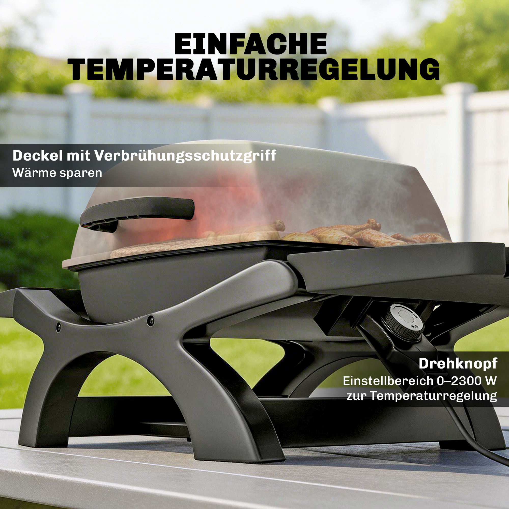 Tischgrill Elektrisch 2300W 23x71 cm tragbar Elektrogrill mit Antihaftbeschichtete Grillrosten Fettauffangschale