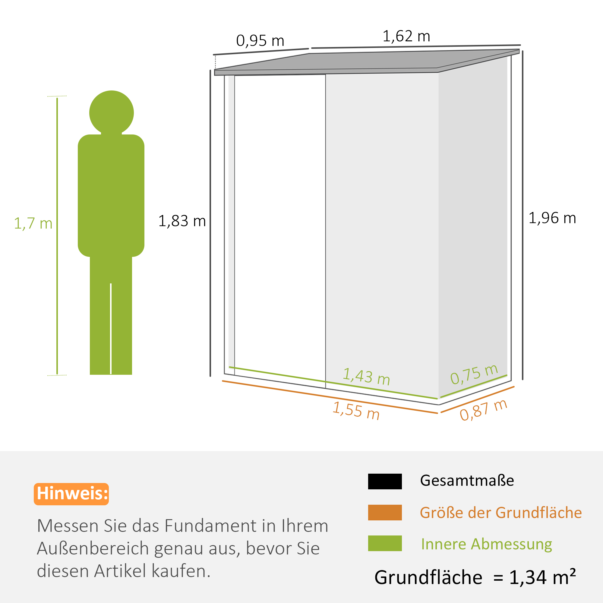 Gerätehaus 1,34 m² Geräteschrank mit Pultdach abschließbar Gartenhaus Geräteschuppen aus verzinkter Stahl 161,5 x 94,5 x 196 cm Braun
