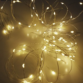 LED Batterie-Lichterkette "SilverWire80" / 80 micro LEDs, 8m, warmweiß, IP44