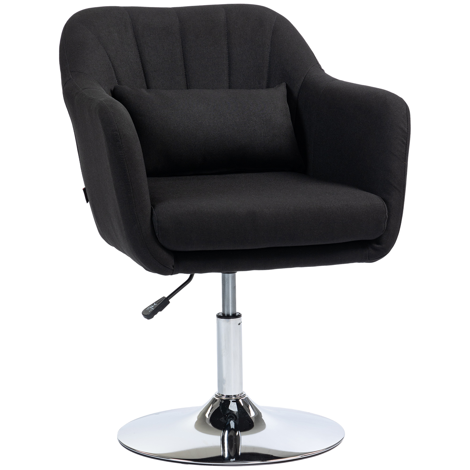 Drehstuhl, höhenverstellbarer Bürostuhl, leinenartiges Polyester, Metall, 60 x 60 x 79-91 cm, Schwarz