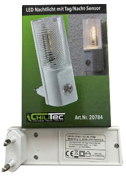 LED Nachtlicht mit Tag/Nacht-Sensor, 230V, warmweiße LEDs, nur 1W