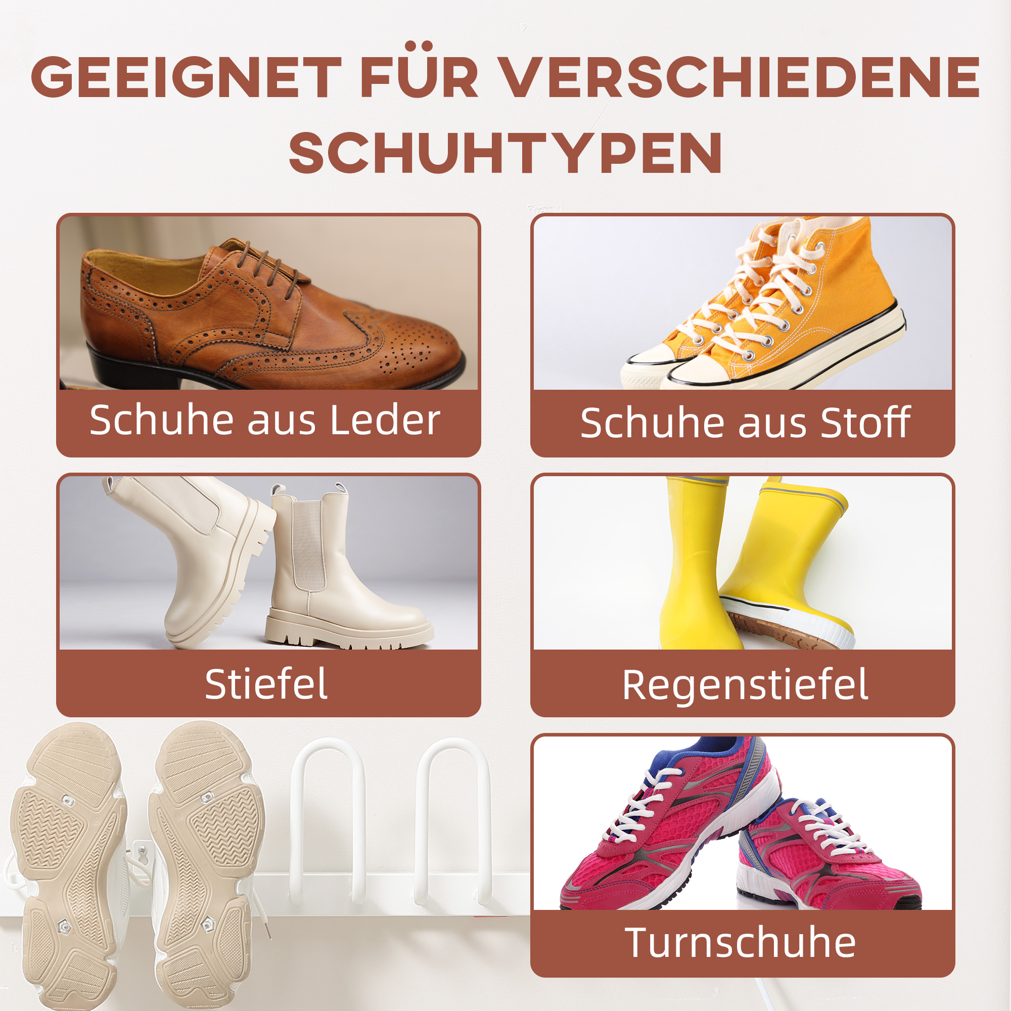 Schuhtrockner, elektrisch, Temperatur bis 55° C, Wandmontage, Stahl, weiß, 76 x 13 x 17cm