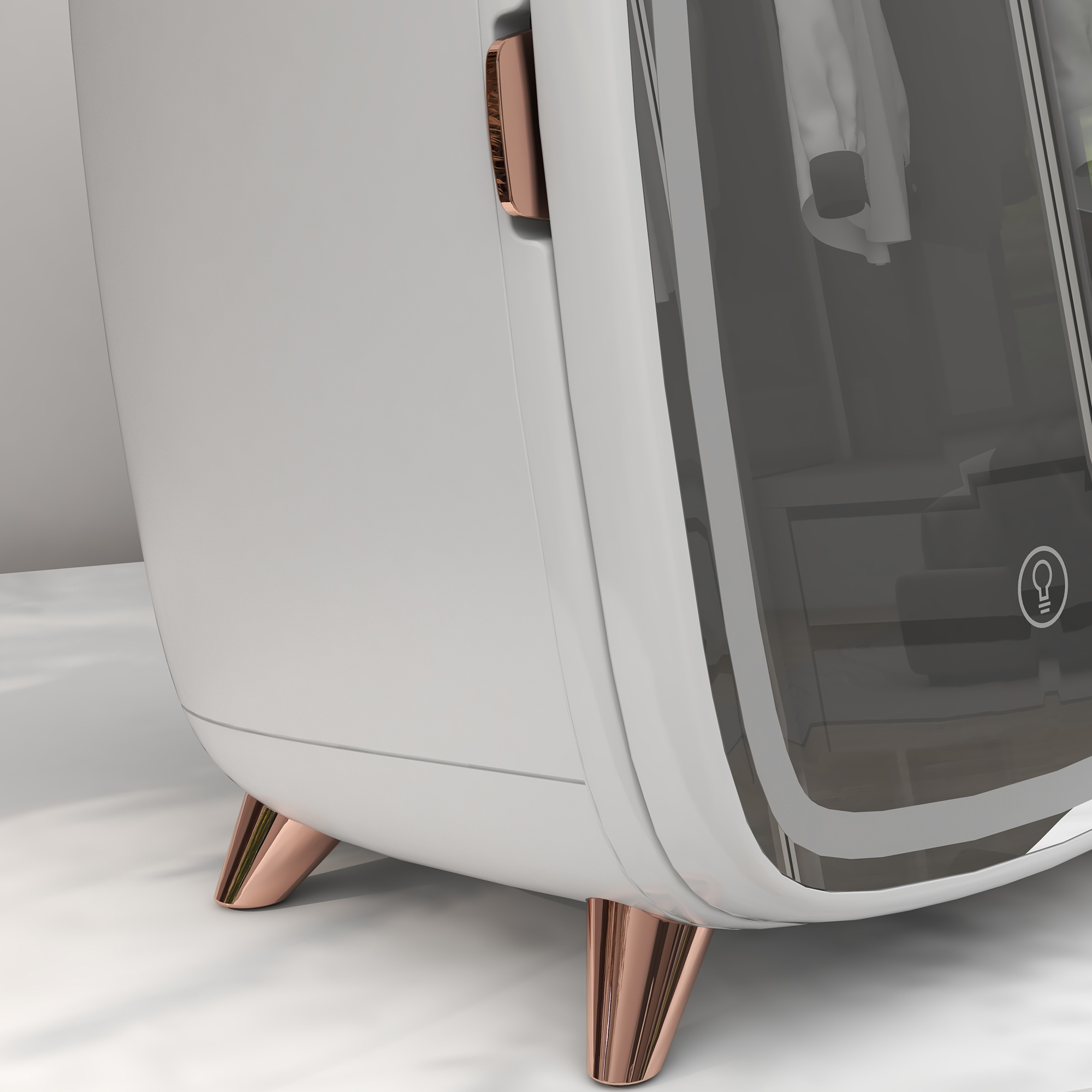 Minikühlschrank für Kosmetikprodukte, Getränke und Snacks, tragbar, mit beleuchtetem Spiegel, leiser Betrieb, 6L, Weiß