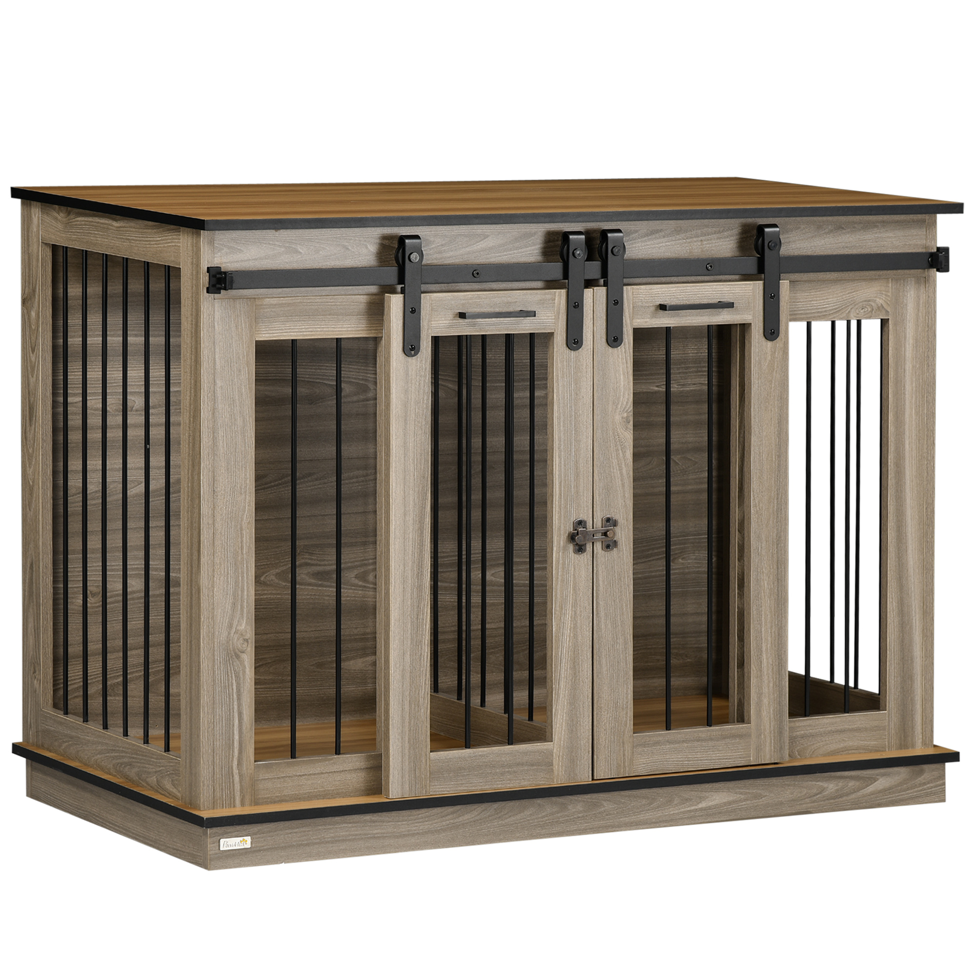 Hundekäfig mit 2 Türen, Hundebox, Transportbox für Hunde, rustikales Design, verriegelbar, Braun Hundekäfig mit 2 Türen, Hundebox, Transportbox für Hunde, rustikales Design, verriegelbar, Braun