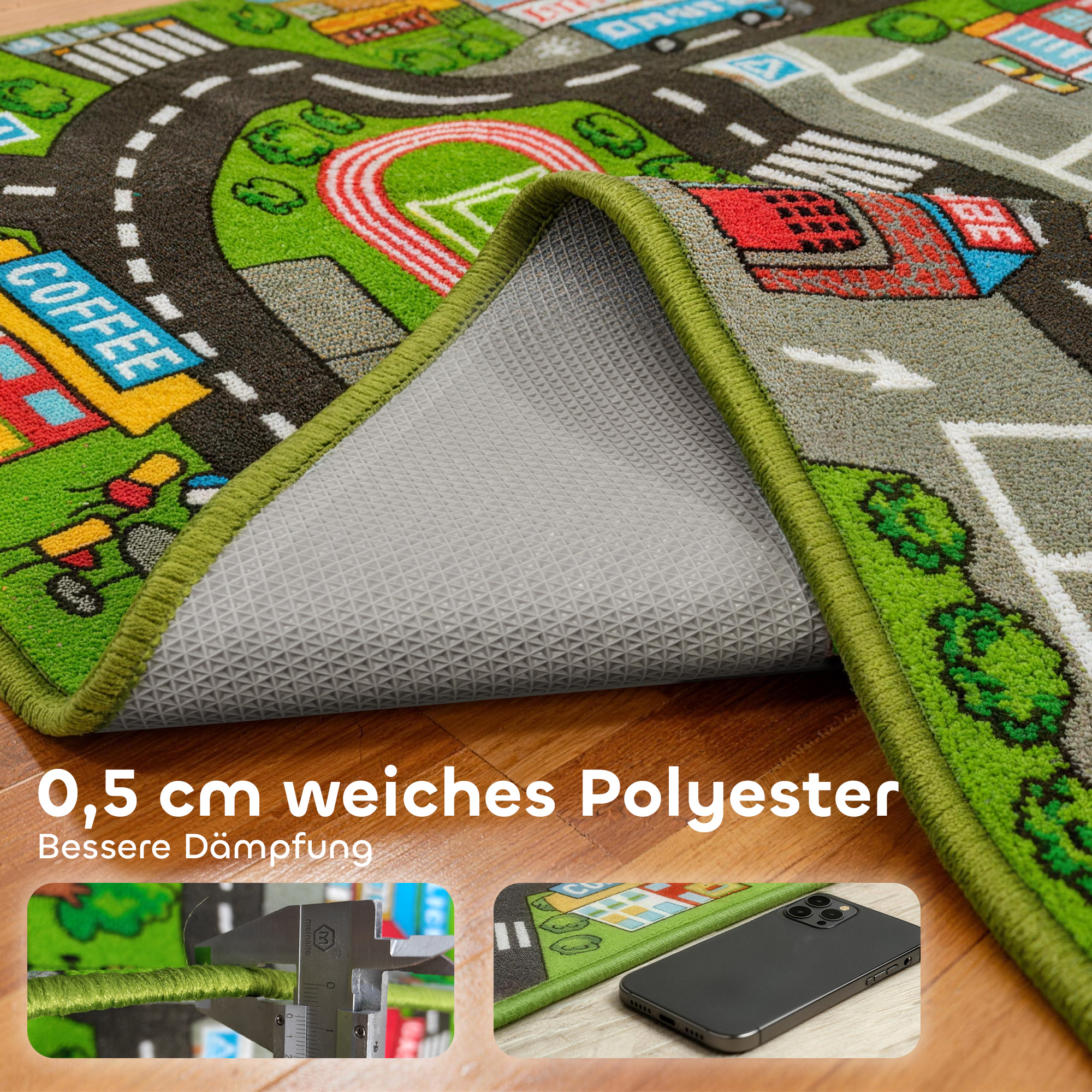 Krabbelmatte Baby, Spielmatte 200x150x0,5cm, Rutschfest Krabbeldecke mit Rutschfester Unterseite Stadtmotiv für Kinderzimmer