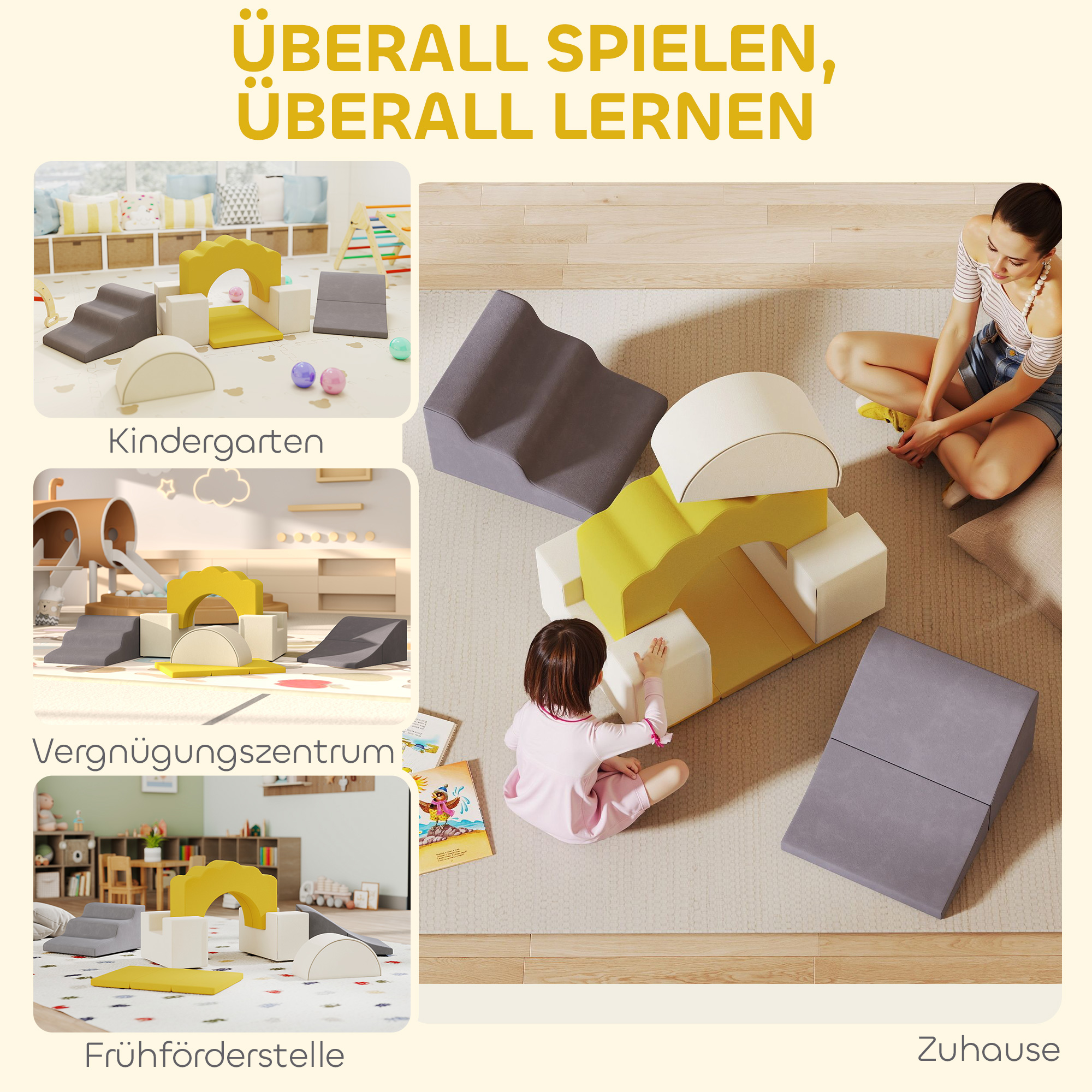 7-teiliges Set Kletterblöcke für Babys & Kleinkinder, weiches Kletterset für den Innenbereich, Stoff, Schaumstoff, Bunt