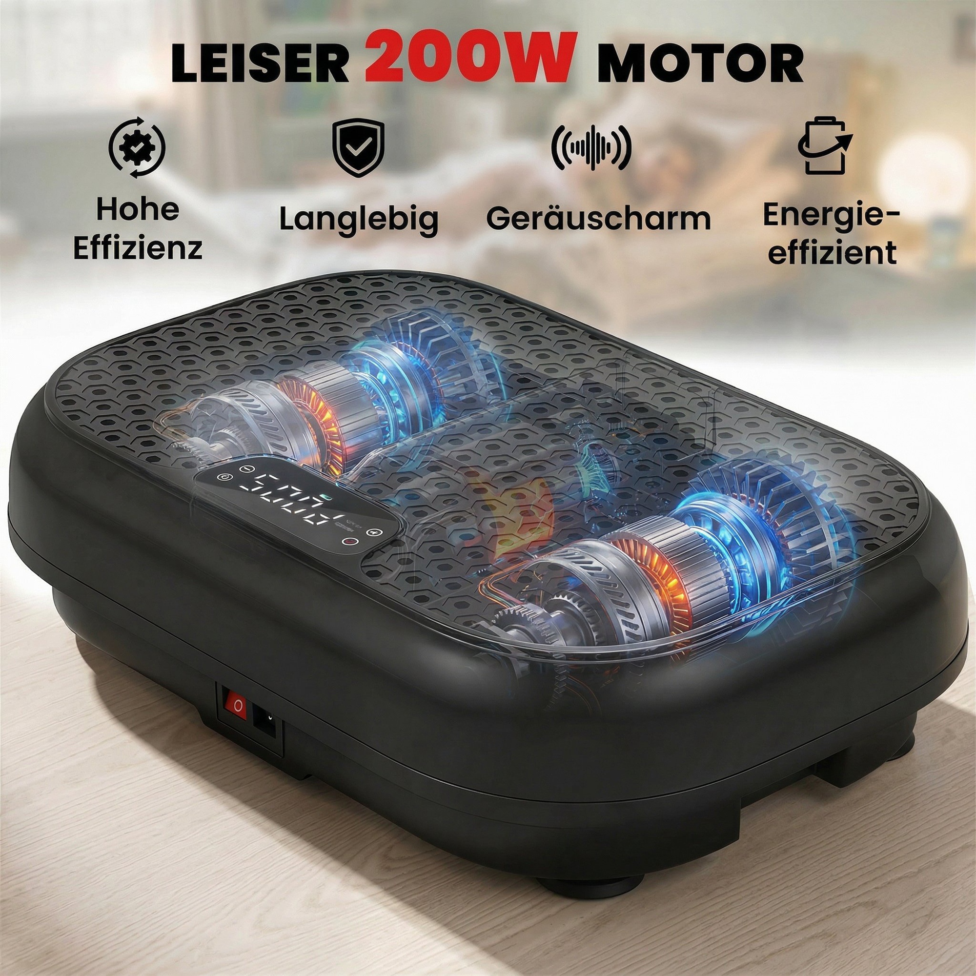 Vibrationsplatte Rüttelplatte mit 120 Intensitätsstufen 5 Vorprogramm Fernbedienung LED-Display für Muskelaufbau Schwarz