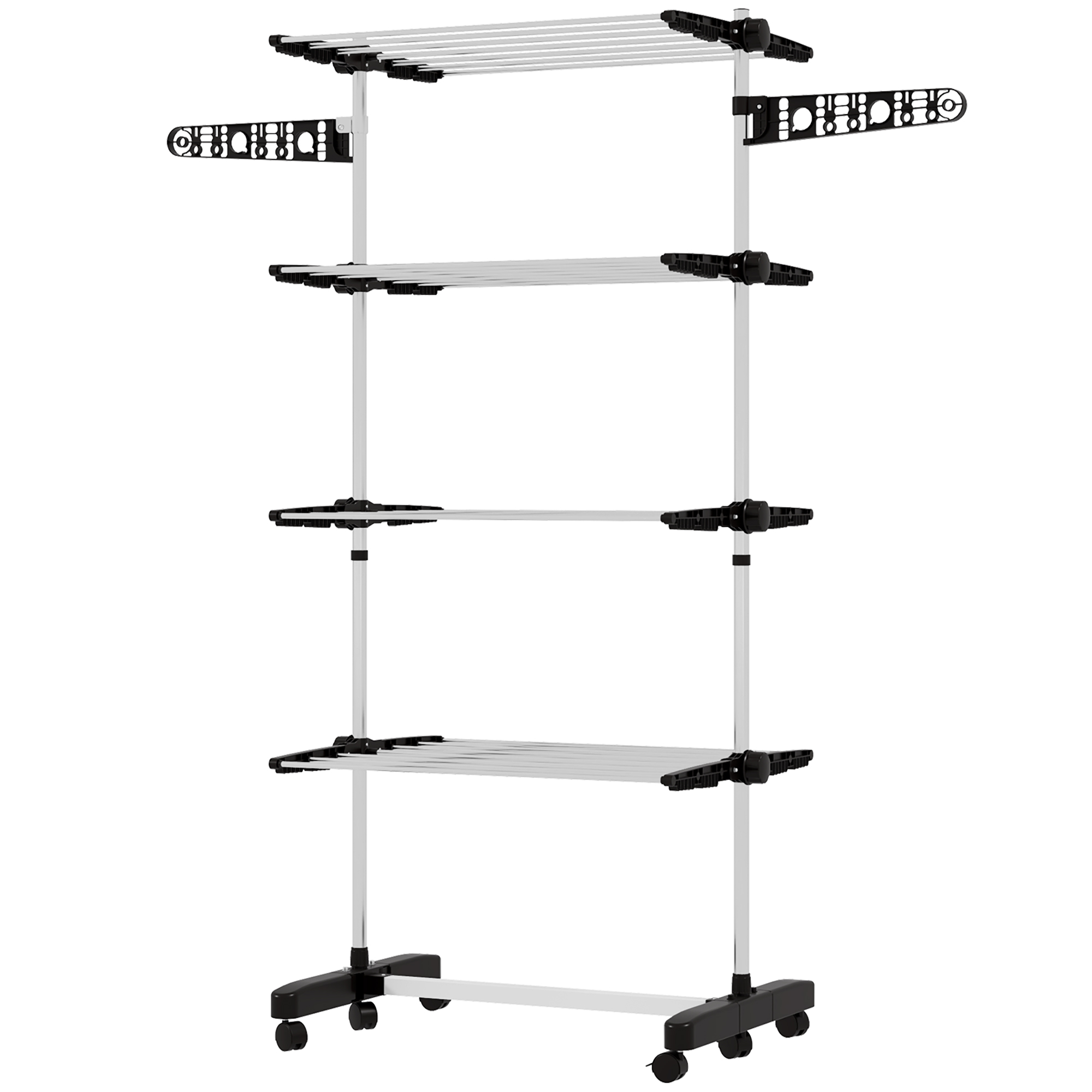 Wäschenständer Wäschetrockner 5 Ebenen, klappbar, One-Klick-System, 142 cm x 55 cm x1 72 cm, Schwarz + Silber Wäschenständer Wäschetrockner 5 Ebenen, klappbar, One-Klick-System, 142 cm x 55 cm x1 72 cm, Schwarz + Silber