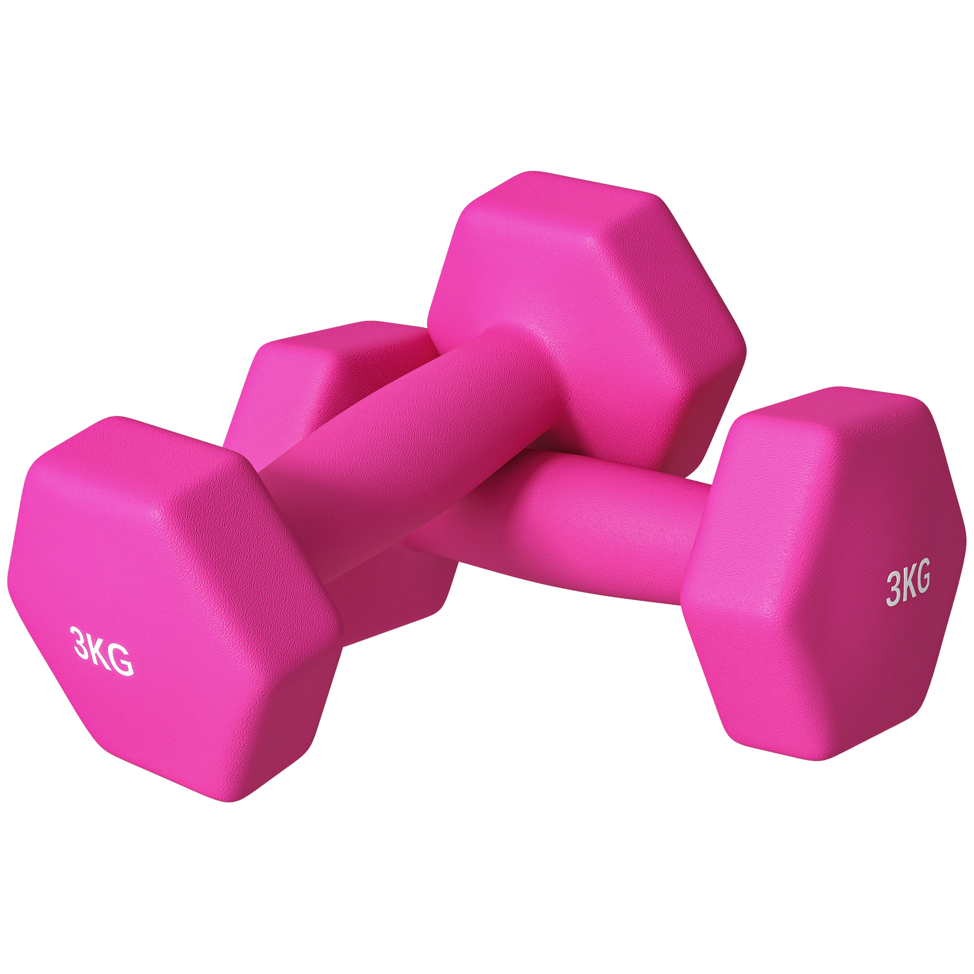2 x 3 kg Kurzhantel-Set, sechseckiges Design, bodenfreundlich, rutschfest, Rosa