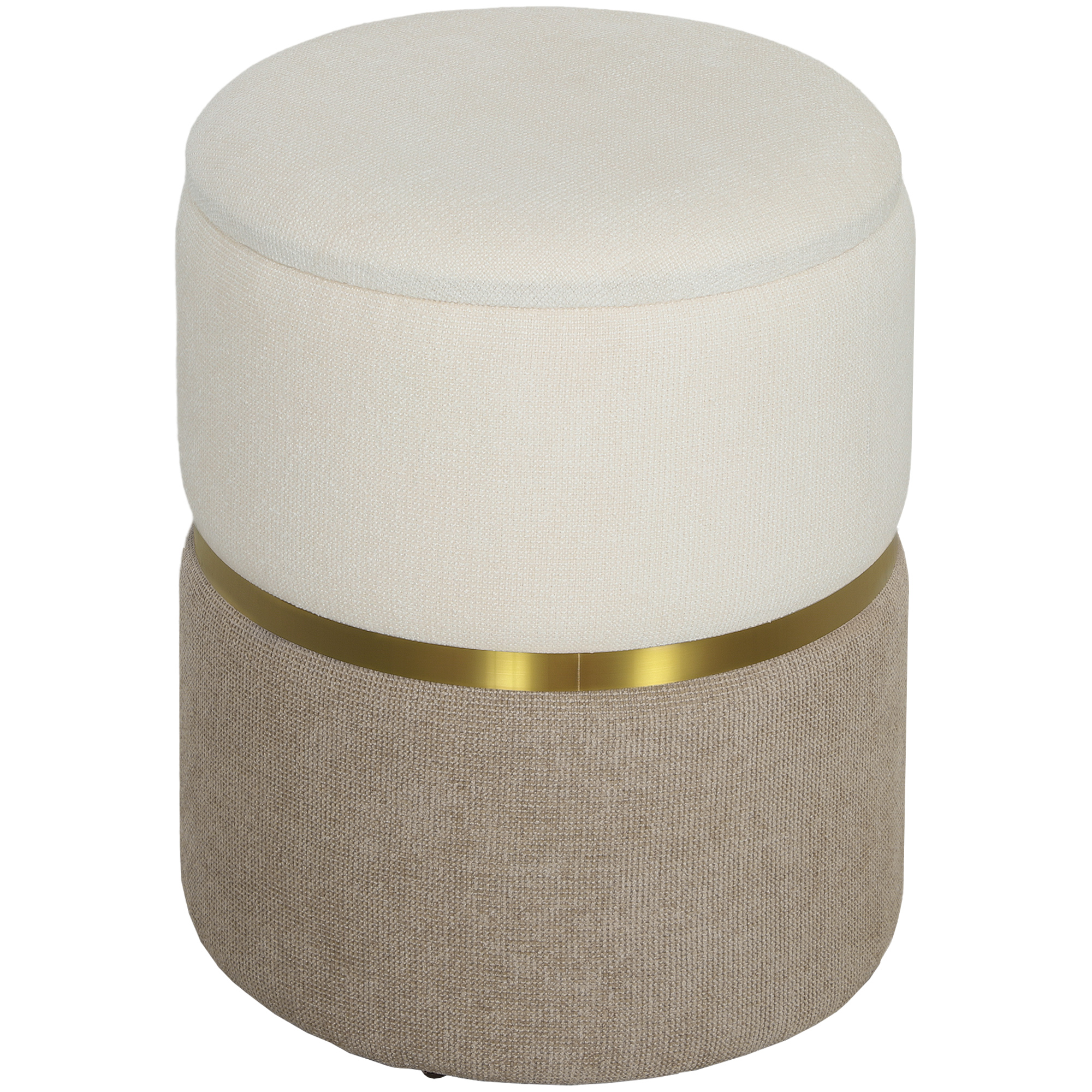 Sitzhocker mit Stauraum Hocker mit Deckel, Metallring, zweifarbig Design 36 x 36 x 44 cm Cremeweiß