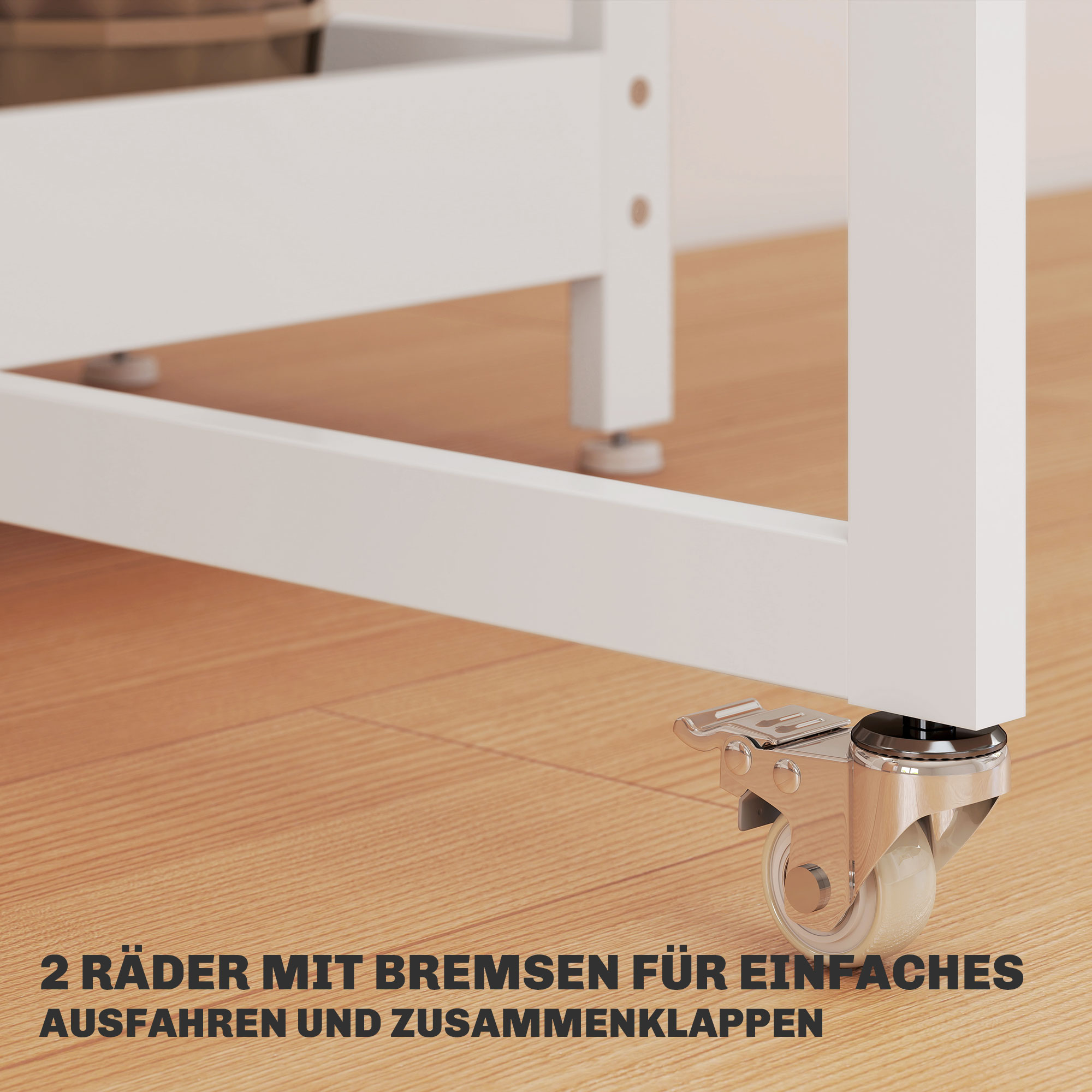 Klappbarer Esstisch im Industriedesign, für bis zu 4 Personen, offene Regale, flexibel, Metall, Spanplatte, Weiß