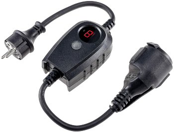 Zwischenstecker mit Dämmerungsschalter, und Zeitvorwahl (1- 9 Std.) über Display