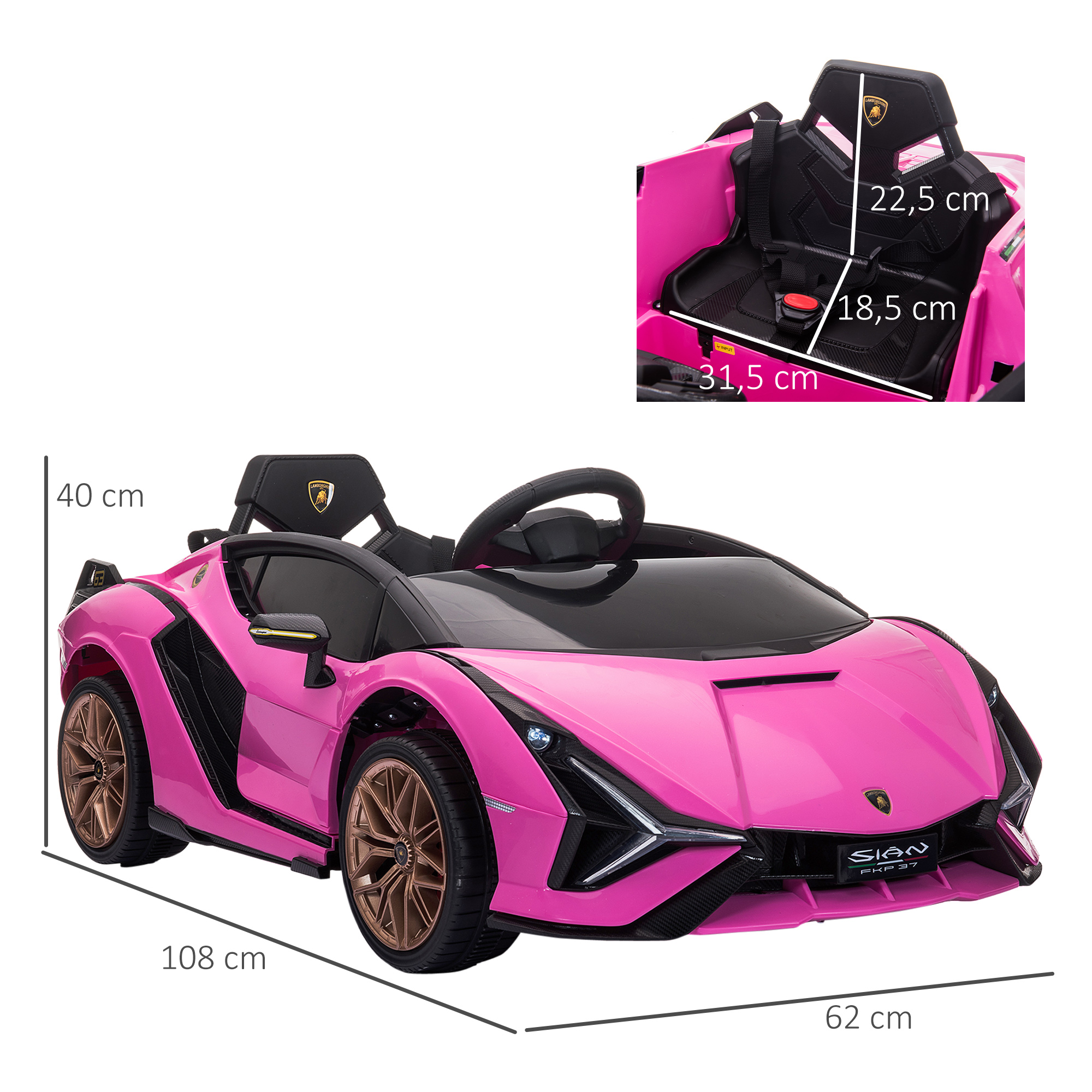 Kinder-Elektroauto, Lamborghini, 3-5 km/h, Fernsteuerung, für 3-5 Jahre, Rosa