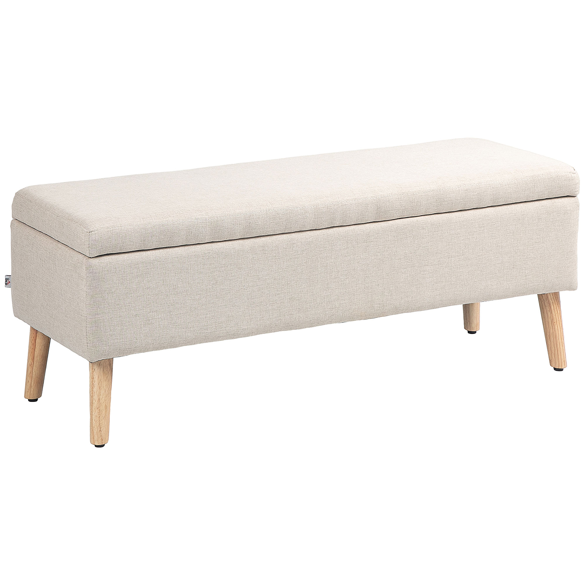 Sitzbank mit Stauraum, bis 220 kg, Leinenoptik, 110x39x45cm, Beige
