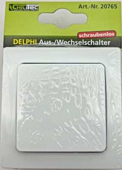 DELPHI Wechsel-Schalter, UP, weiß / 250V~/ 10A, inkl. Rahmen, Steckanschluss