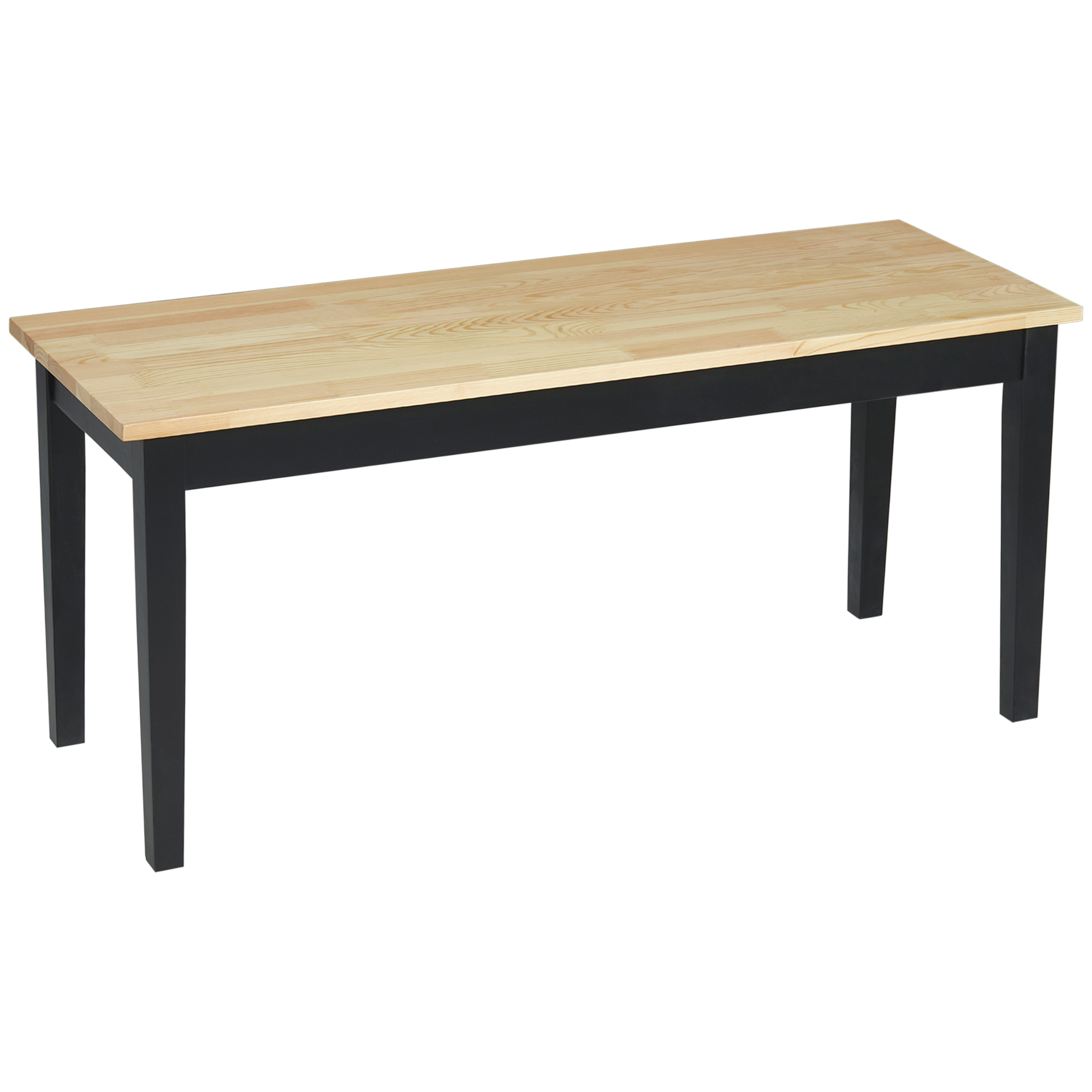 Moderne Sitzbank für 2 Personen, Holzbank, Massivholz, lackiert, Natur+ Schwarz