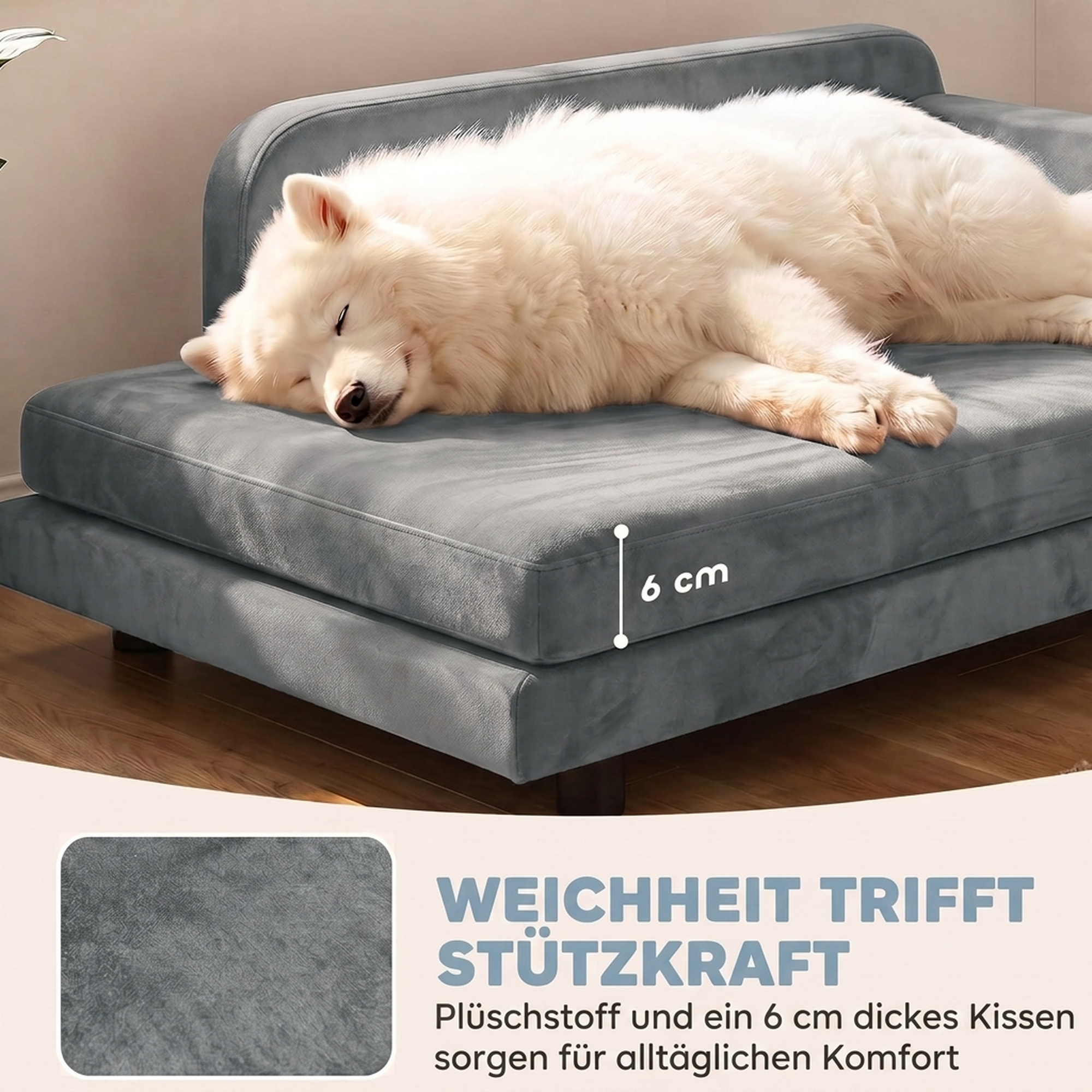 Hundesofa XL orthopädisches Hundebett mit Rückenlehne Abnehmbar Kissen für große Hunde unter 35 kg