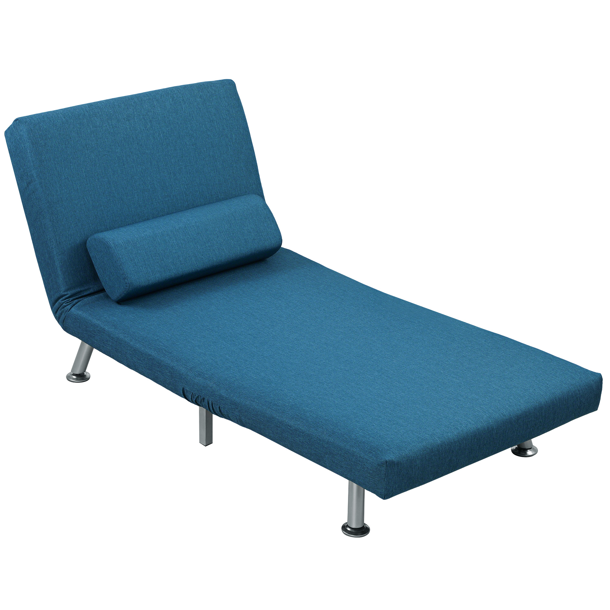 Klappsessel mit Bettfunktion, klappbarer Relaxsessel in Leinenoptik, Verstellbare Rückenlehne, 75 x 70 x 75 cm, Blau