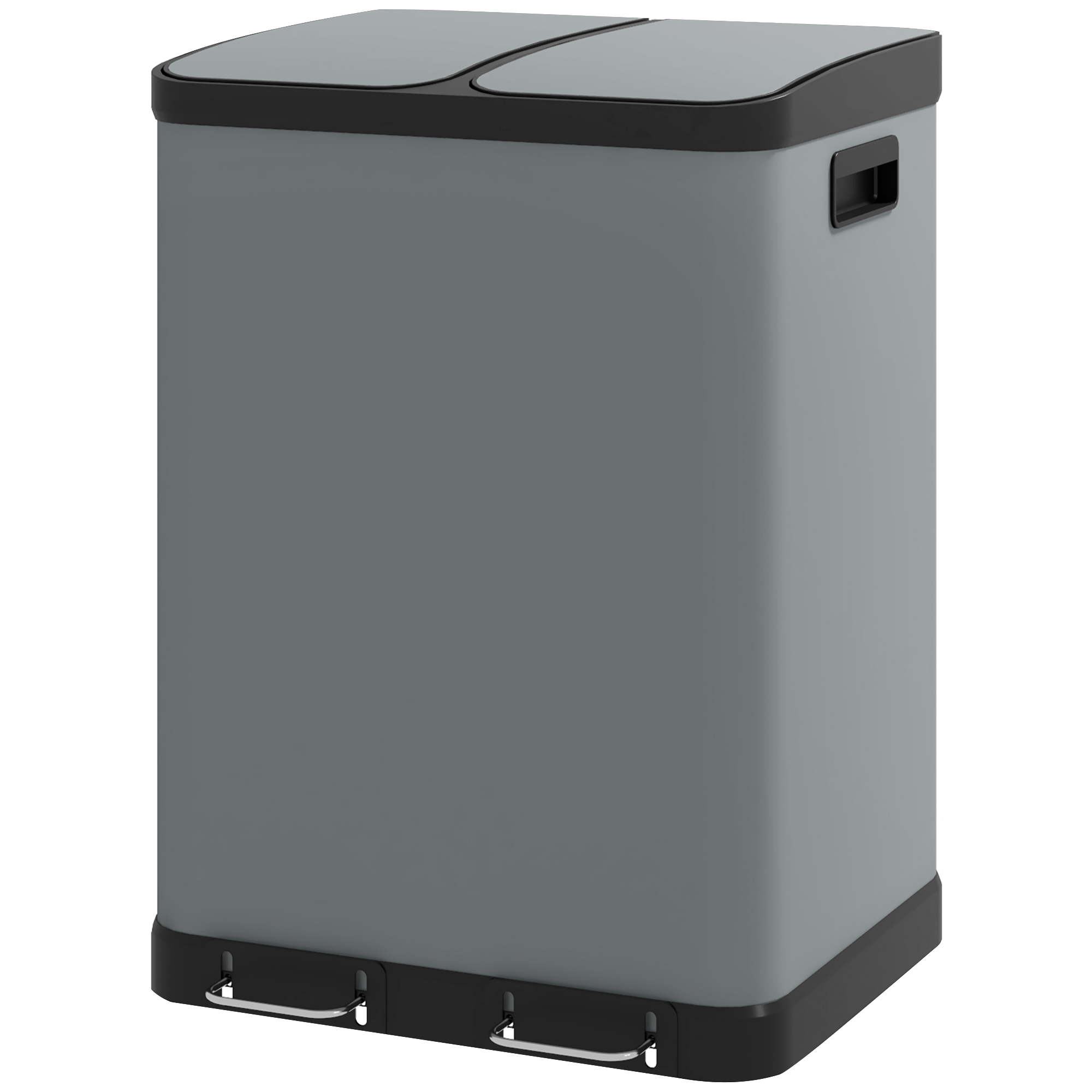 Doppelfach-Mülleimer, 2 x 30L, fingerabdruckresistent, Pedal, herausnehmbare Inneneimer, Grau