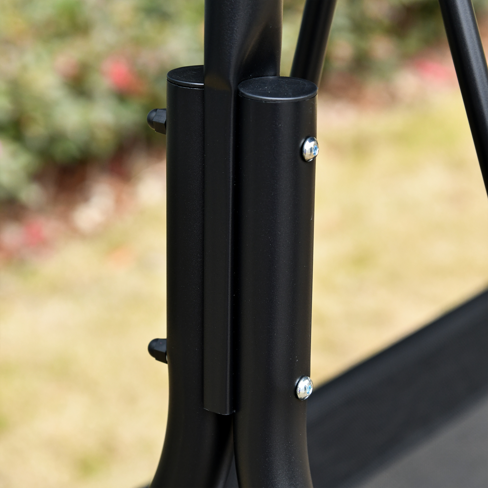 2-Sitzer Hollywoodschaukel Outdoor Gartenliege UV-beständig Hochwertiges Metallrohr winkeleinstellbar Schwarz