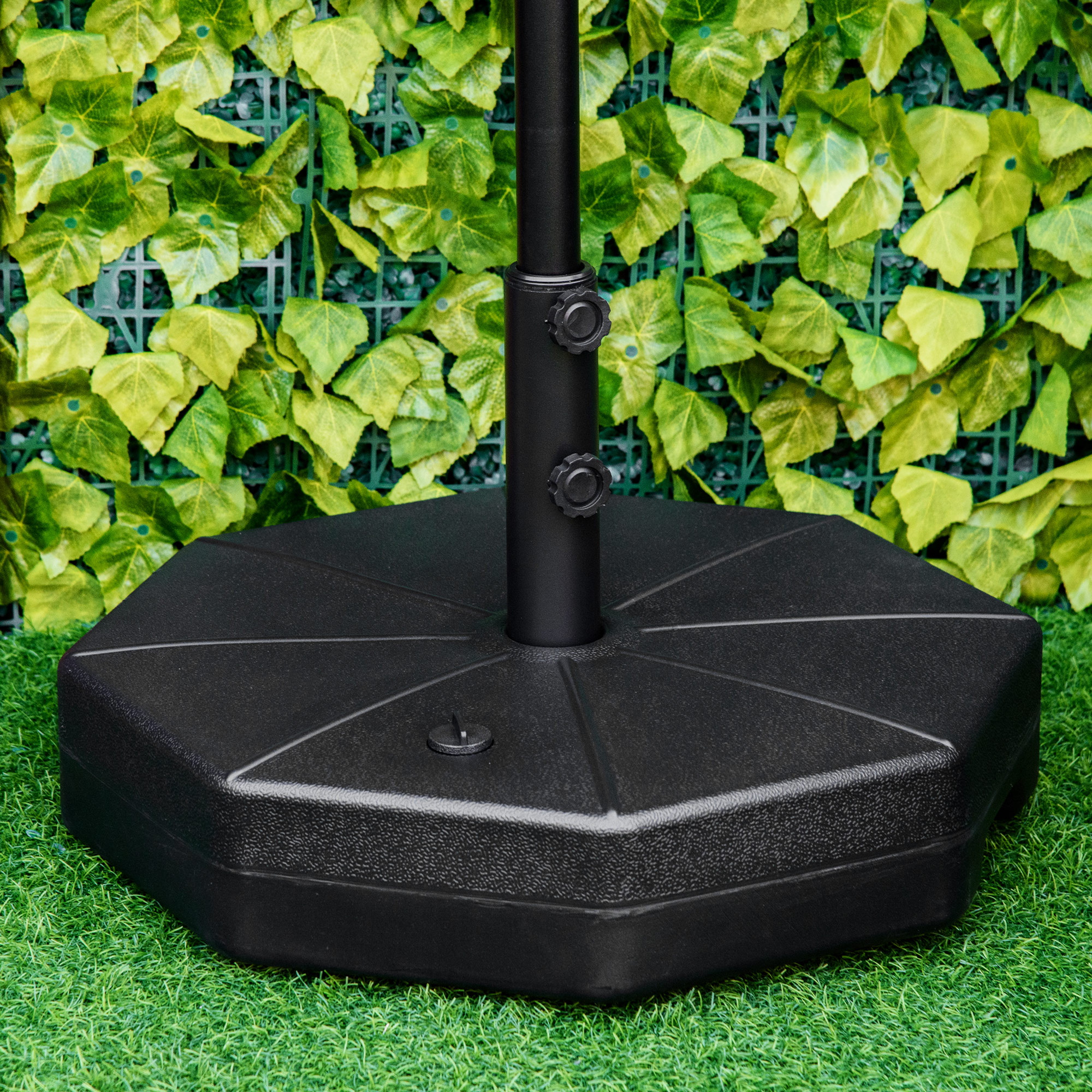 Sonnenschirmständer bis 40kg befüllbar Schirmständer achteckig Schirmhalter, Schirmgewicht, Ständer für Sonnenschirm 38/48mm Rohrdurchmesser, für Balkon, Terasse, Garten, Schwarz
