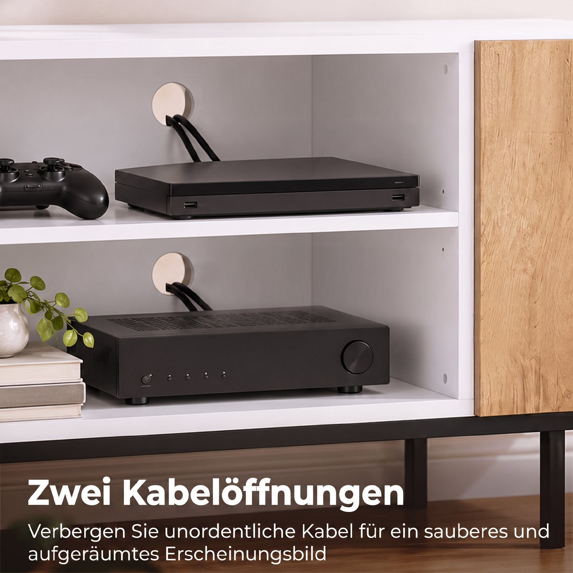 TV-Schrank für Fernseher bis 55 Zoll, modernes TV-Lowboard mit verstellbaren Einlegeböden, Weiß