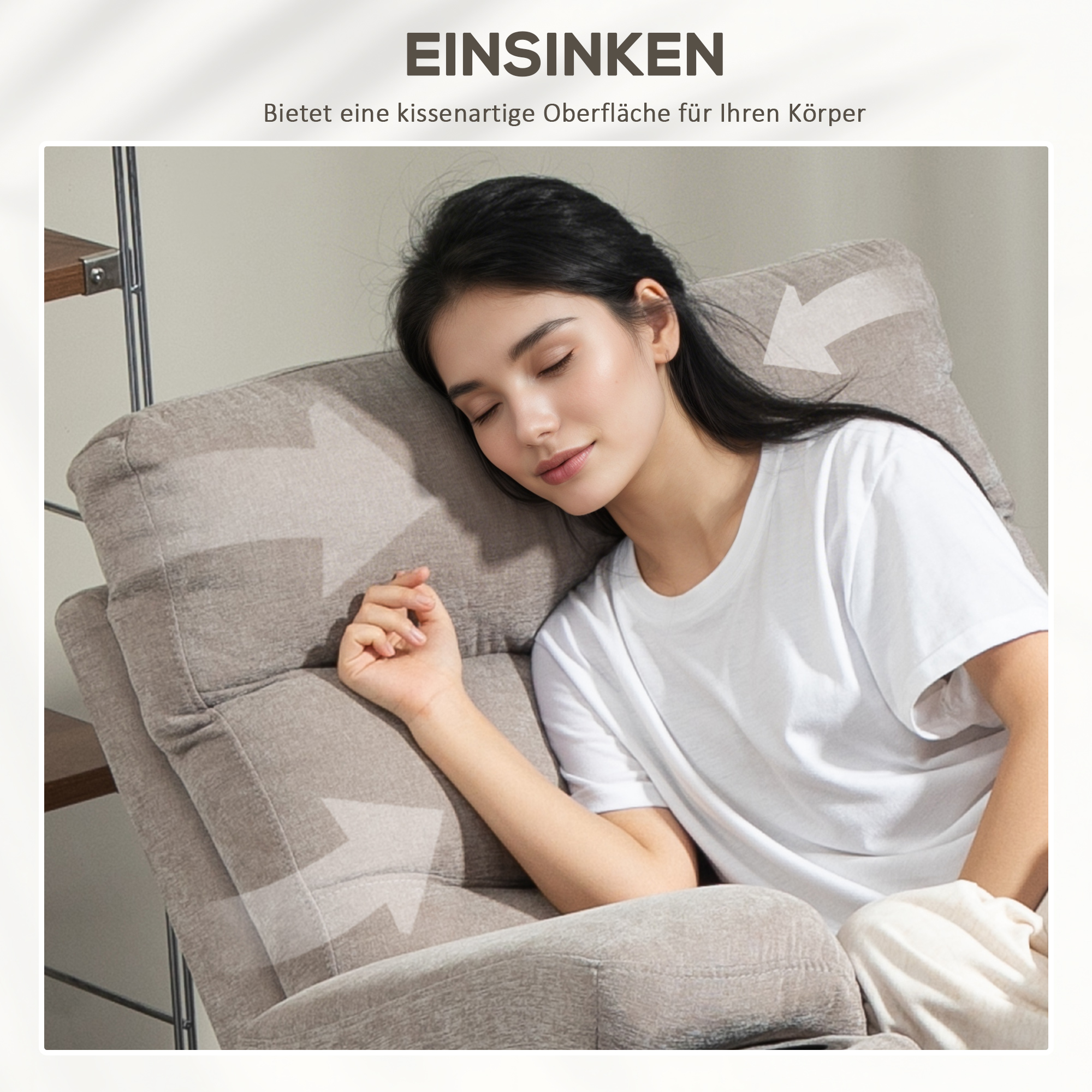 Massagesessel mit Aufstehfunktion, 8 Vibrationsmassagepunkte, Elektrischer Polstersessel mit 2 Fernbedienungen Hellbraun