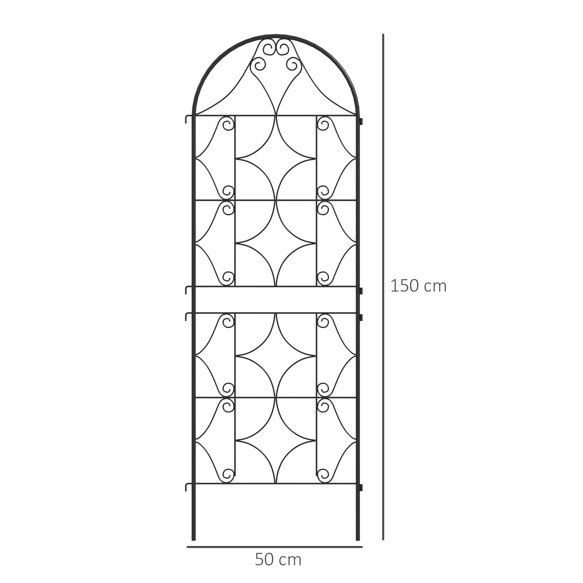 Rankgitter Metall 2er Set zum Stecken rostfrei Rankhilfe für Kletterpflanzen 50x150 cm Schwarz