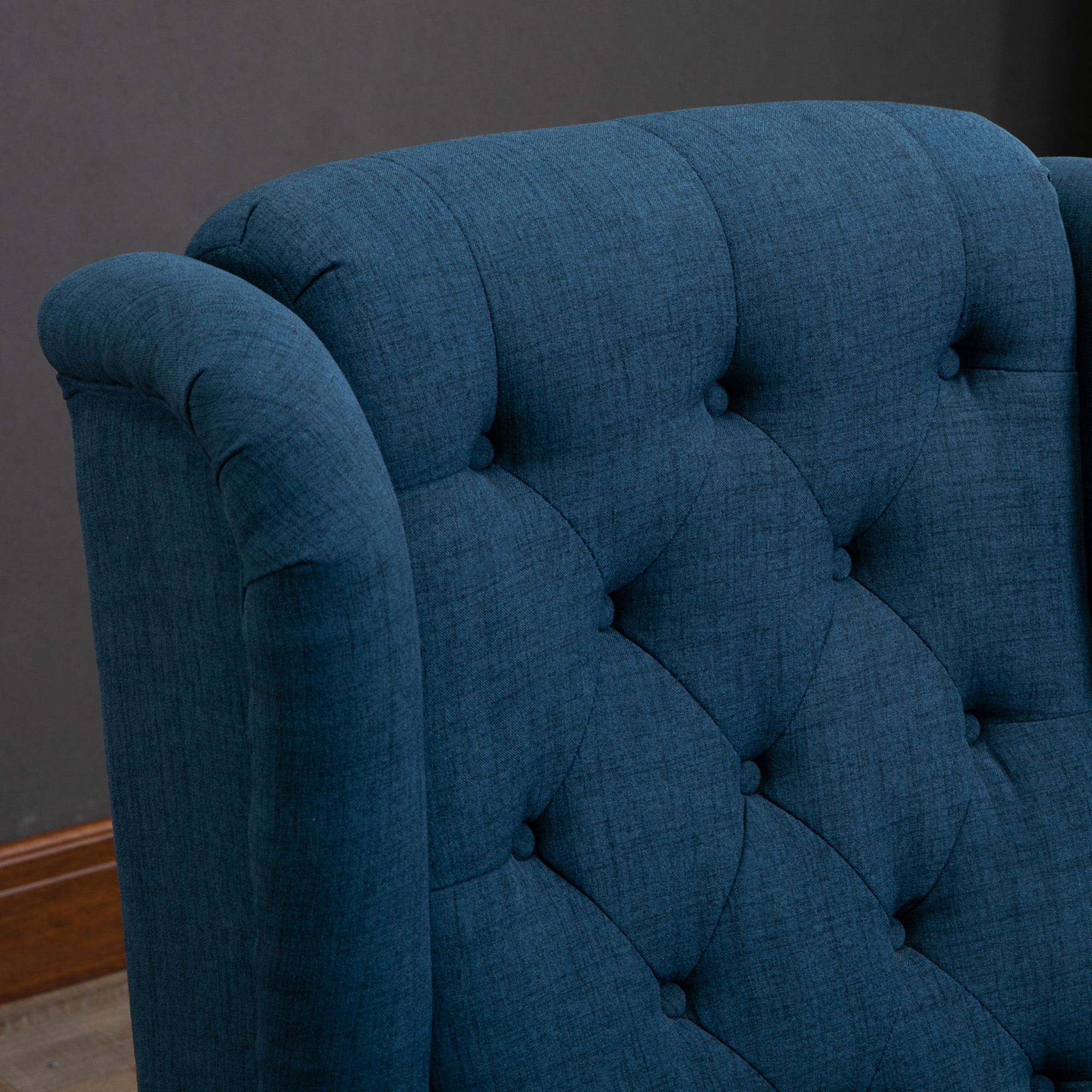 eleganter Ohrensessel, dick gepolstert, abnehmbarer Bezug, 74 x 86 x 102 cm, Blau