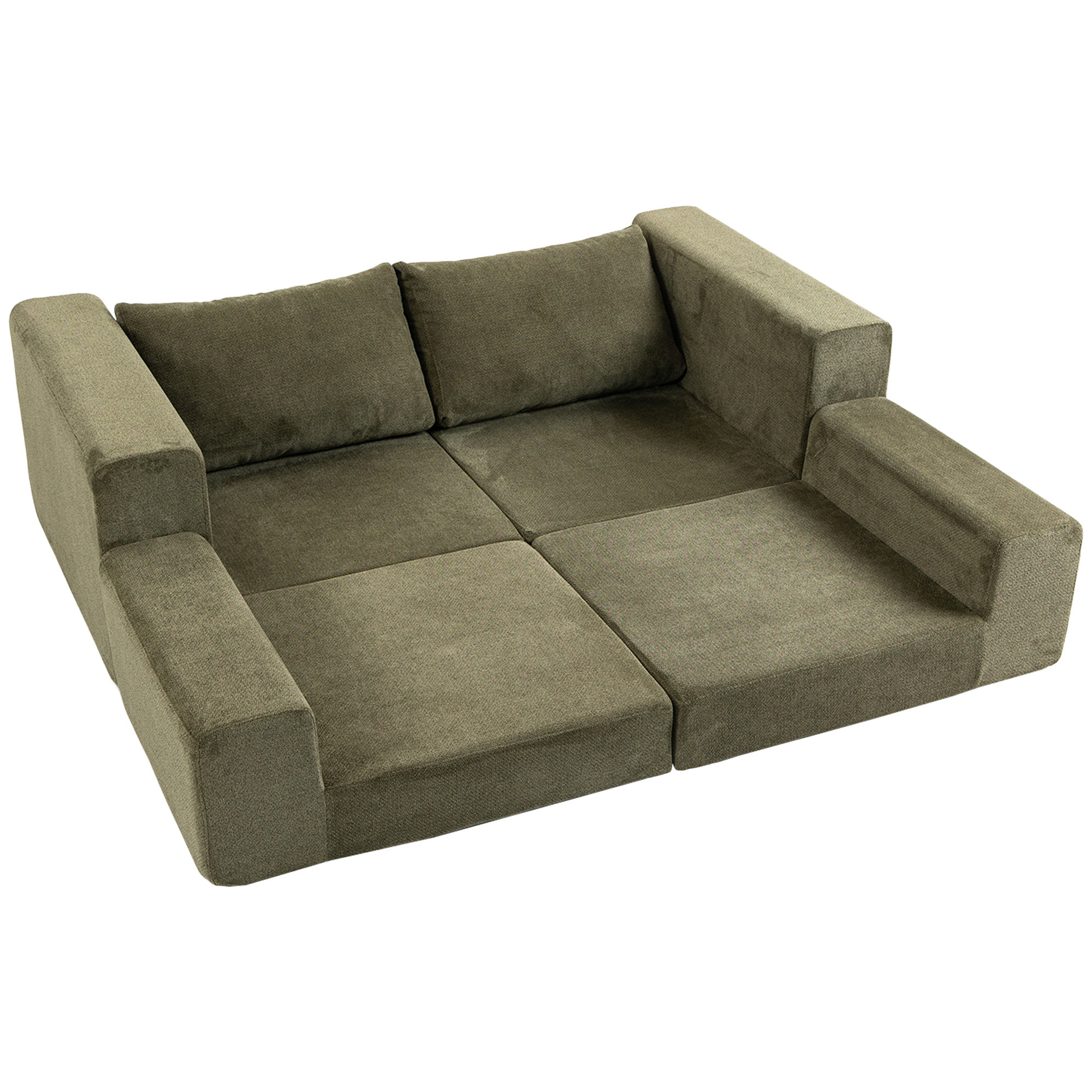 Schlafsofa 4-in-1 Schlaffunktion ausziehbar Klappsofa Kissen 2 Sitzer Grün