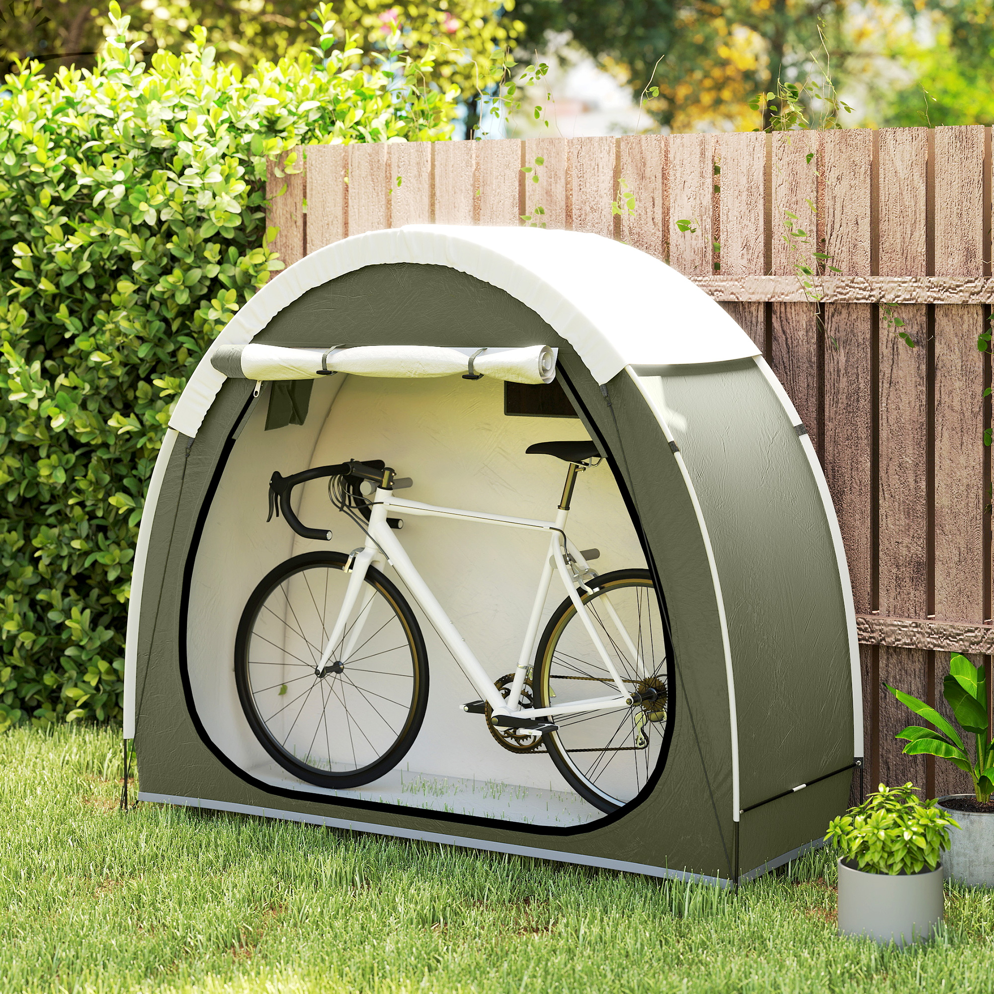Fahrradzelt für 2 Fahrräder Fahhrradgarage mit Belüftung UPF50+ Wasserdicht 210D Oxford 200 x 80 x 170 cm