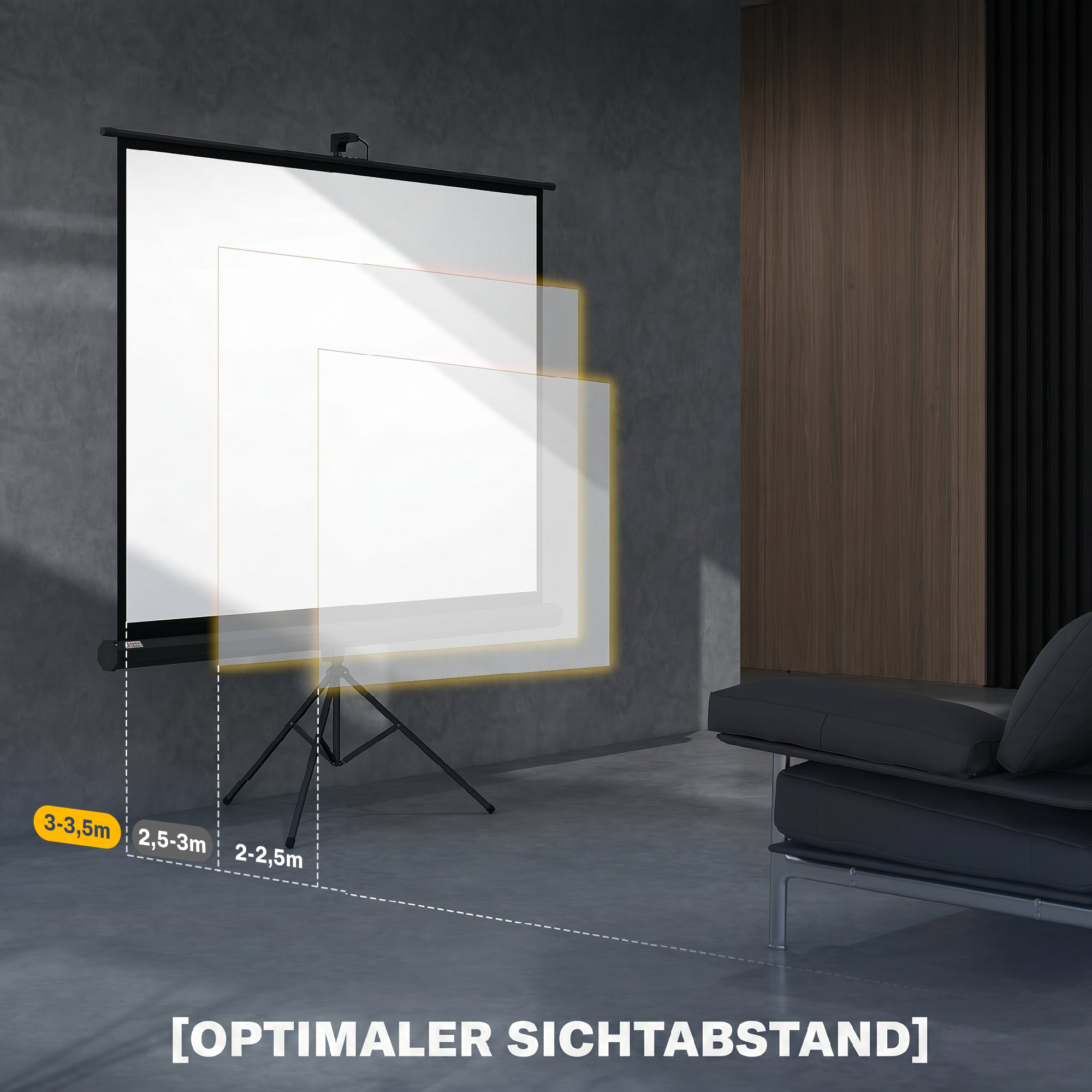Projektionsleinwand im 4:3-Format, Kinoleinwand, Präsentationsfläche für Zuhause oder Büro, Schwarz