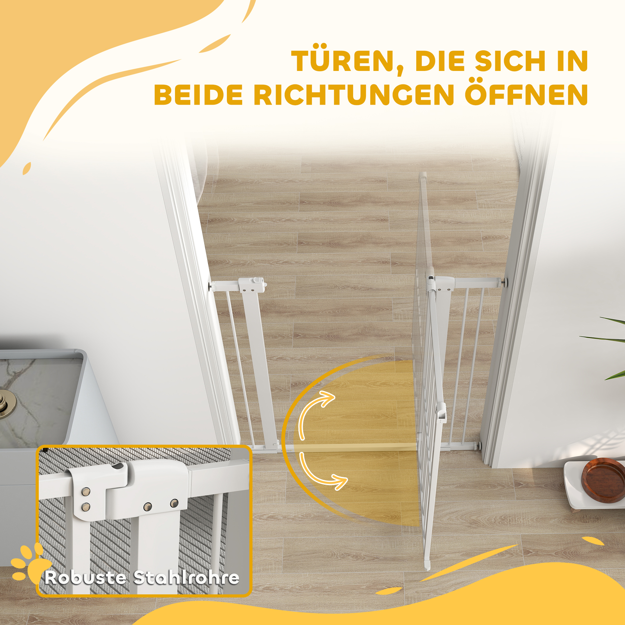 Türschutzgitter Hund, 76-104 cm Absperrgitter ohne Bohren, Treppengitter