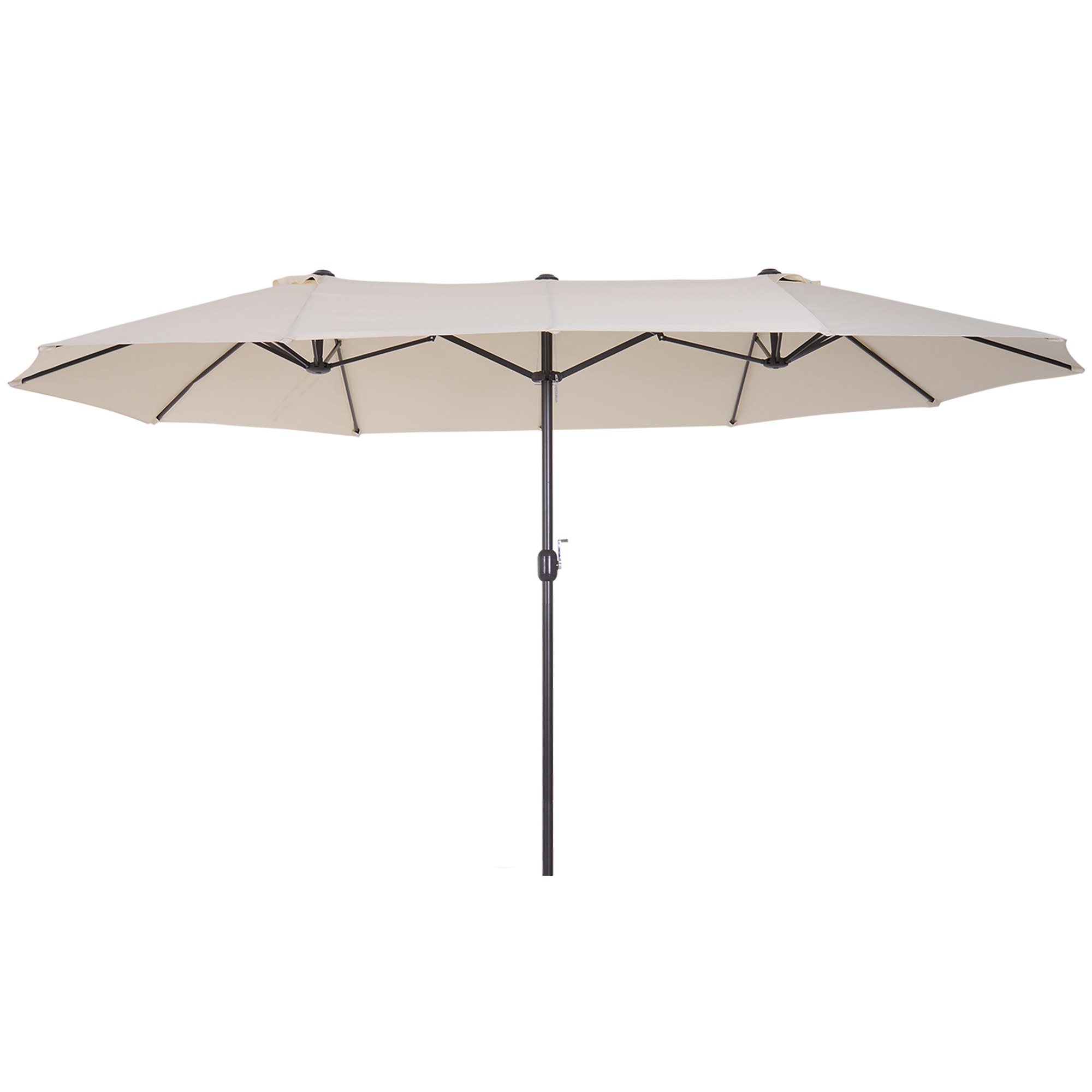 XXL Sonnenschirm mit Handkurbel wetterbeständig 455 cm x 270 cm x 240 cm Stahl Polyester Beige