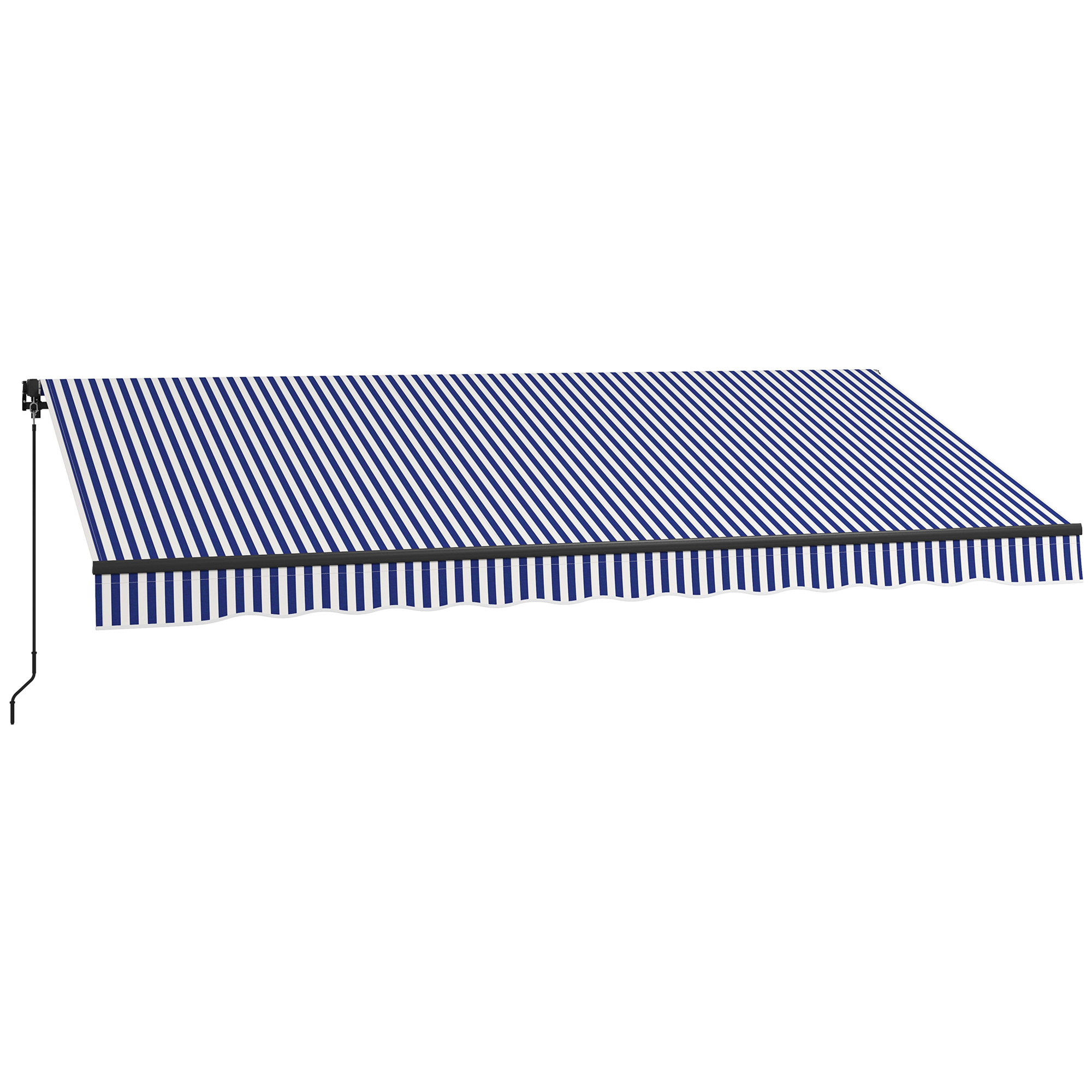 Sonnenmarkise Markise Terrassenmarkise, inkl. Handkurbel, wetterbeständig, 396 cm x 300 cm, Blau + Weiß
