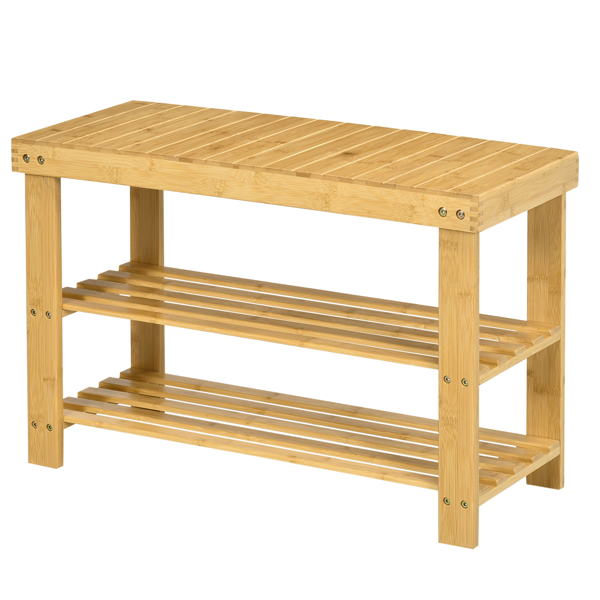 Schuhbank, 3 Etagen, Platz für 6-9 Paar Schuhe, bis 130 kg, Bambus, 70 x 28 x 45cm Schuhbank, 3 Etagen, Platz für 6-9 Paar Schuhe, bis 130 kg, Bambus, 70 x 28 x 45cm