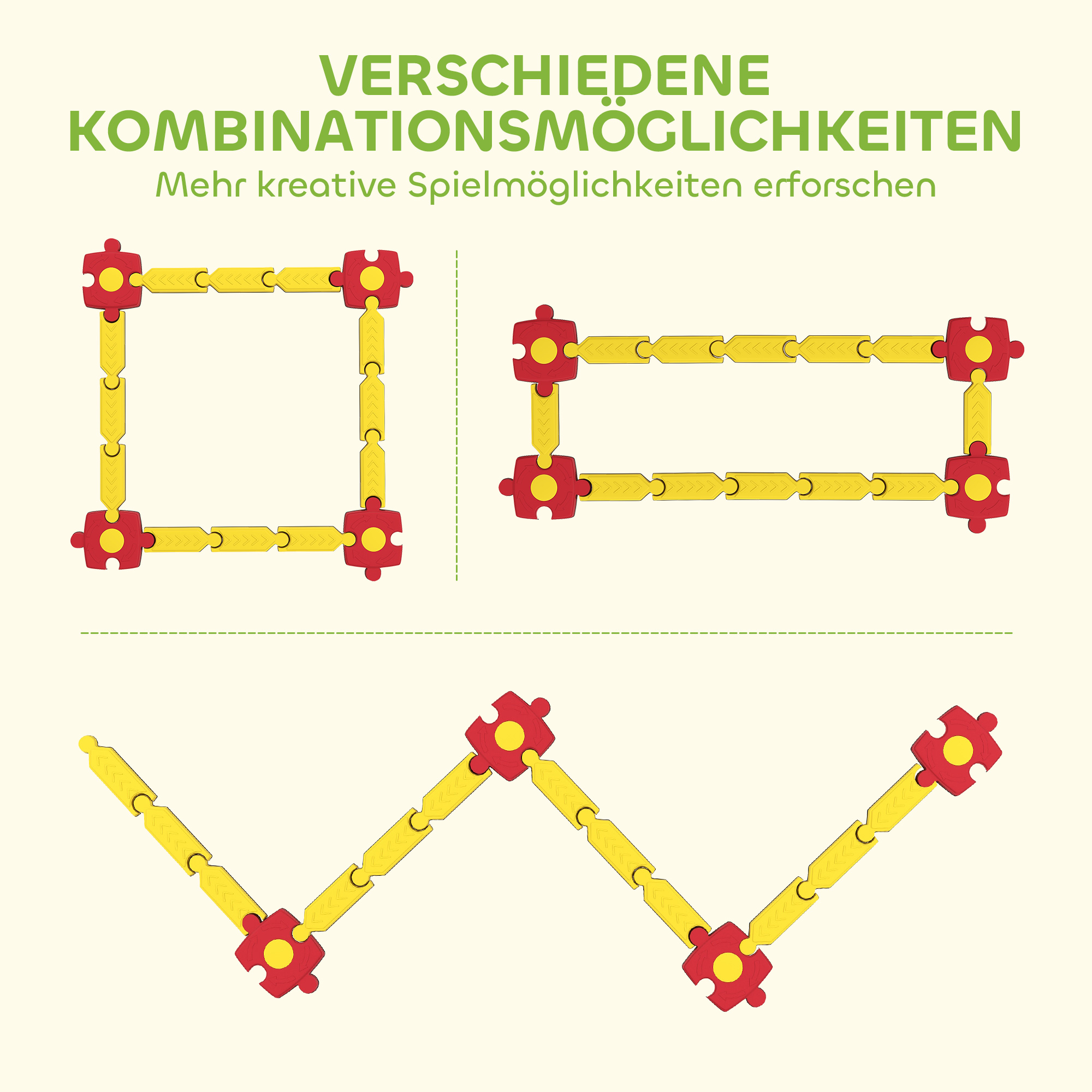 Kinder Schwebebalken-Set, frei gestaltbar, Kunststoff, flexible Teile, Gelb+Rot