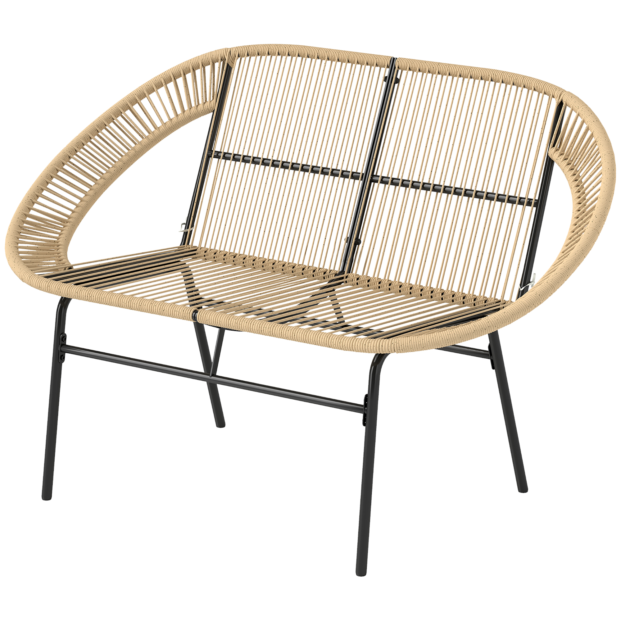 2-Sitzer Gartenbank Polyrattan, wetterfest Sitzbank im Rattanflecht-Design, UV-Beständig 260kg belast Khaki 2-Sitzer Gartenbank Polyrattan, wetterfest Sitzbank im Rattanflecht-Design, UV-Beständig 260kg belast Khaki