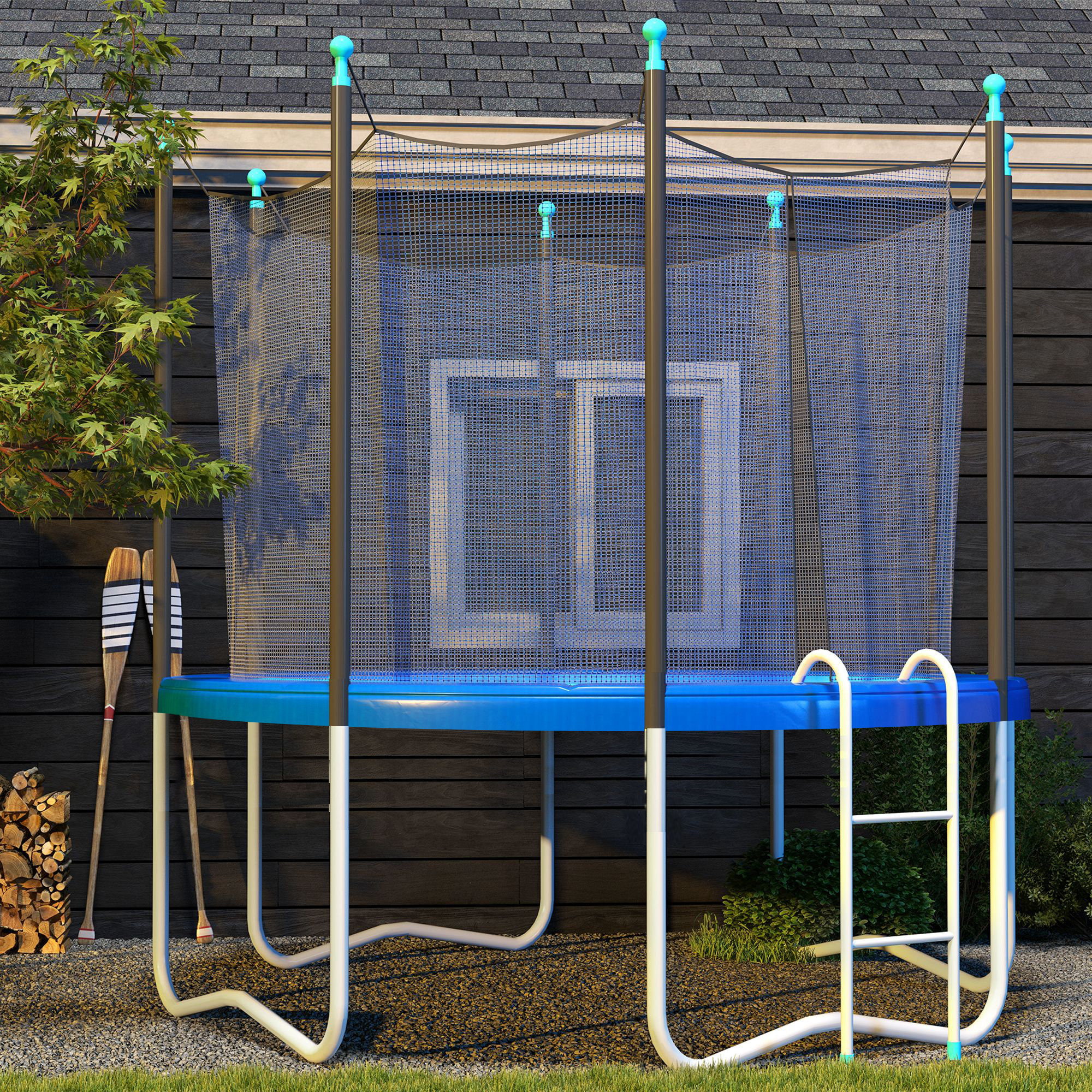 Ersatz-Randabdeckung für Trampoline, wasserfest, reißfest, Ø366 cm, Blau