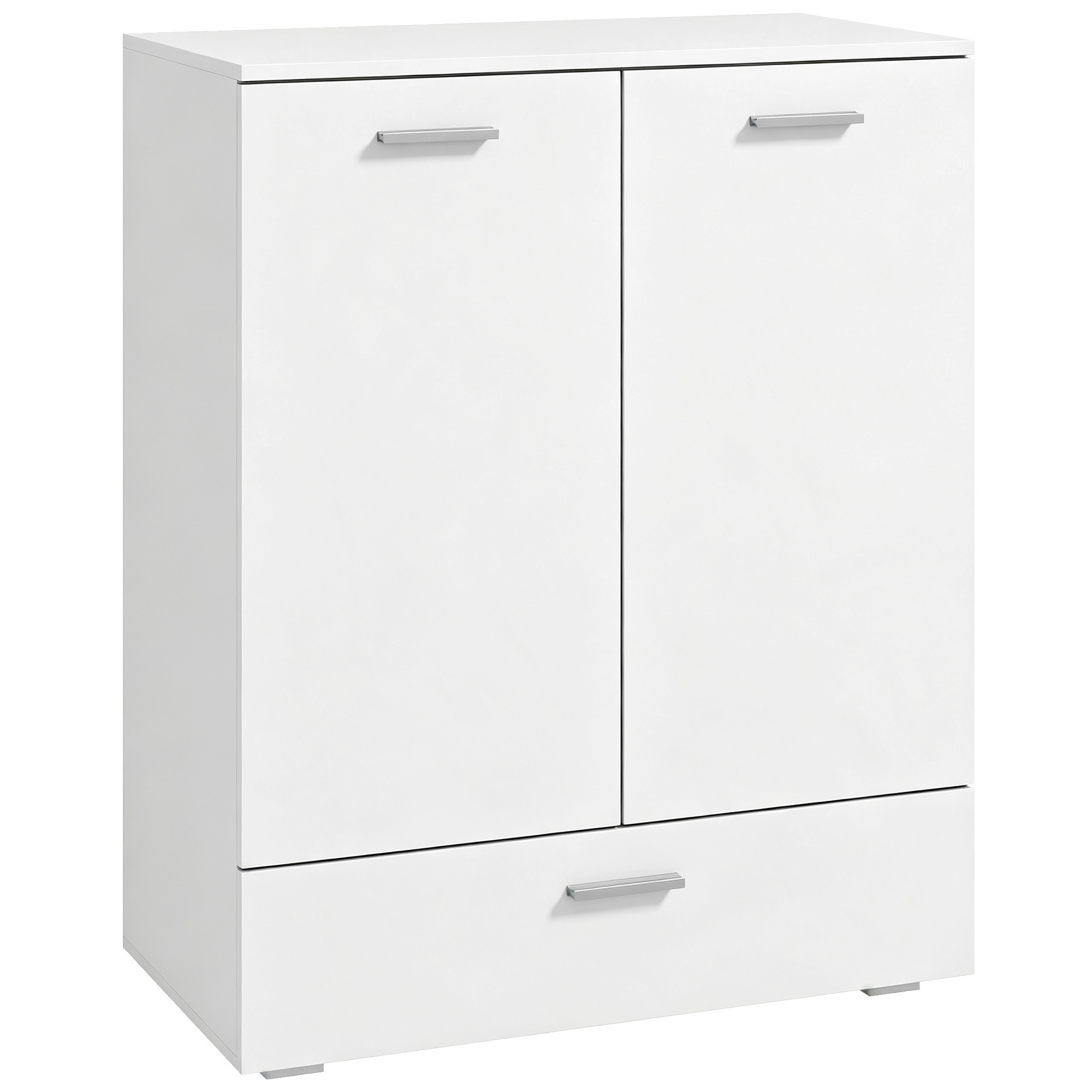modernes Sideboard, freistehender Aufbewahrungsschrank mit Schublade und verstellbarem Einlegeboden, Weiß