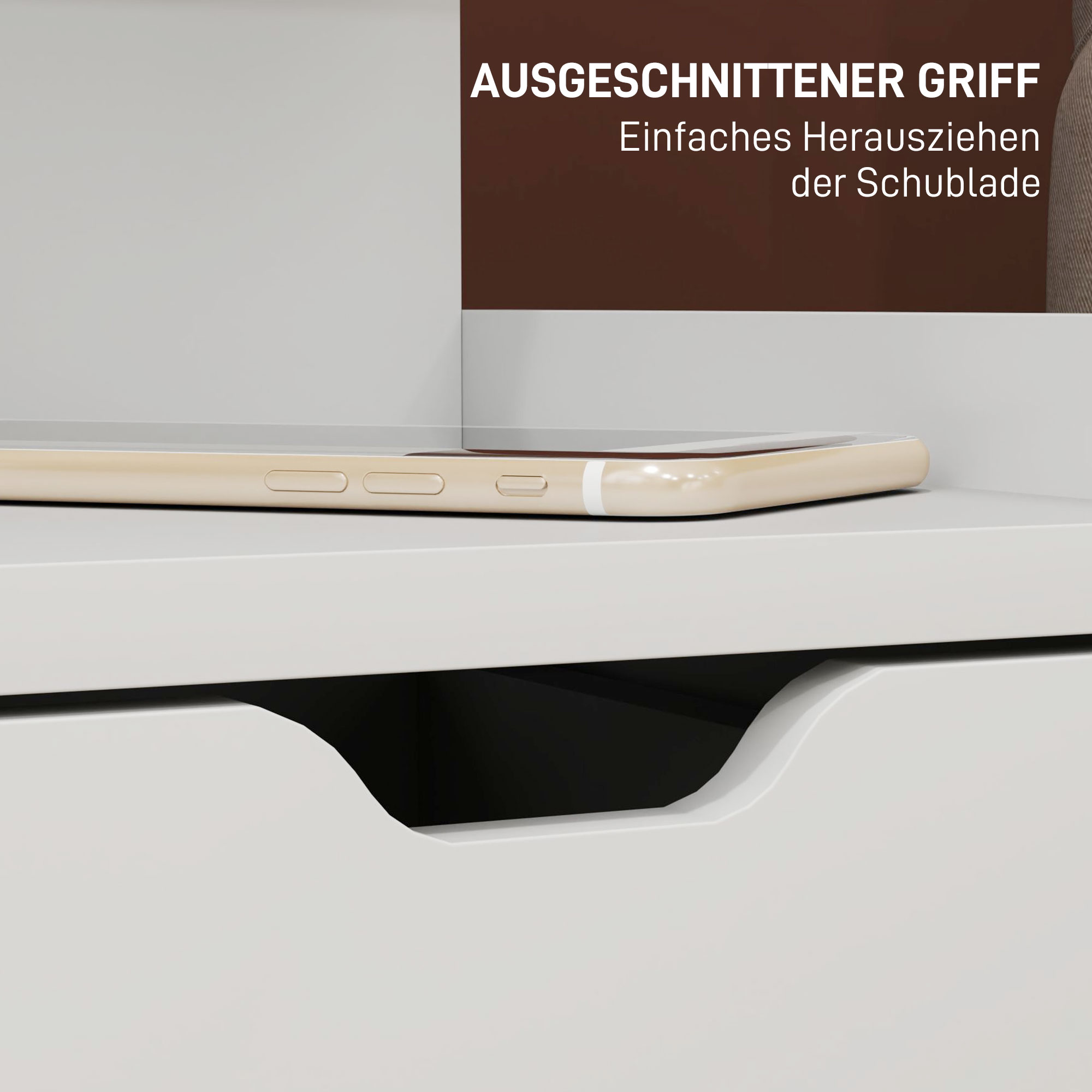 Nachttisch mit 2 Schubladen, offener Ablage, 40x30x60 cm, Weiß